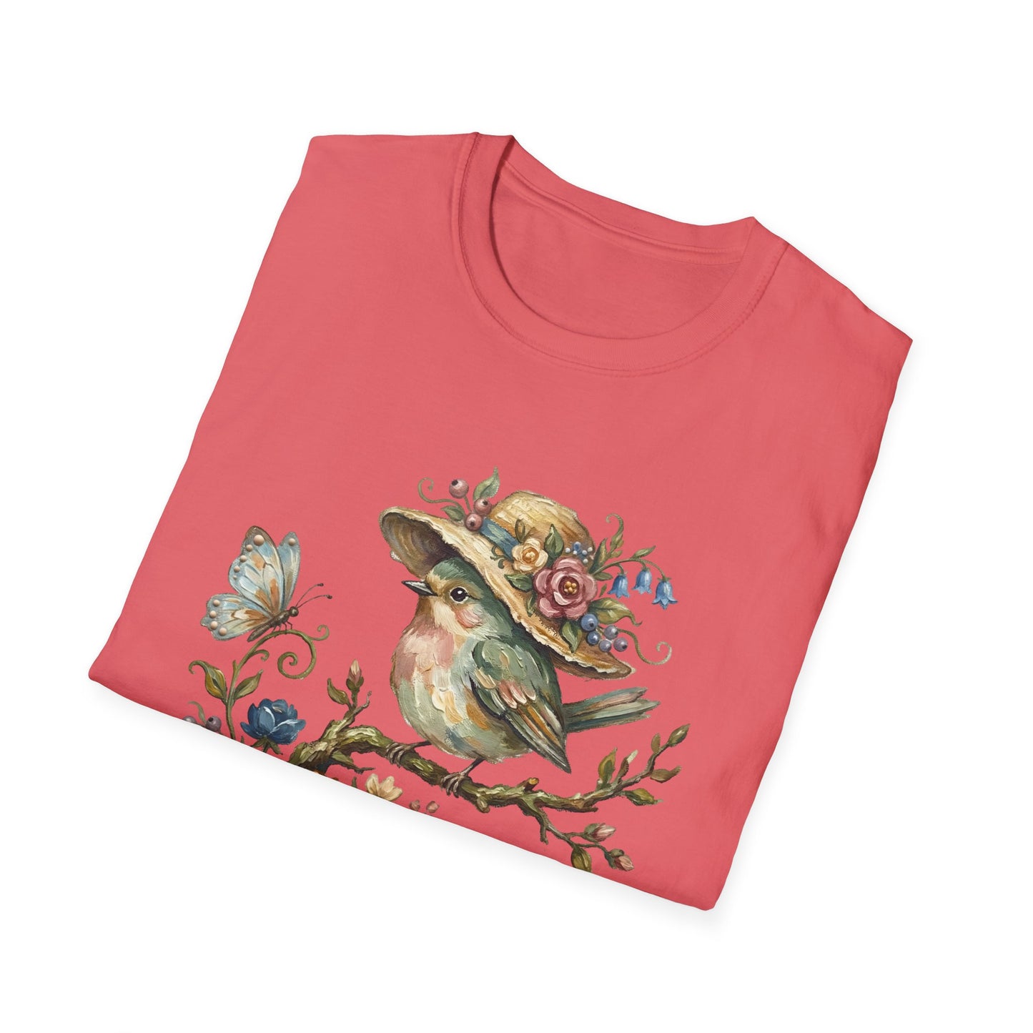 Garden Bird Tee — "There is a quiet peace to be found in the heart of the garden" Floral Bird T-Shirt