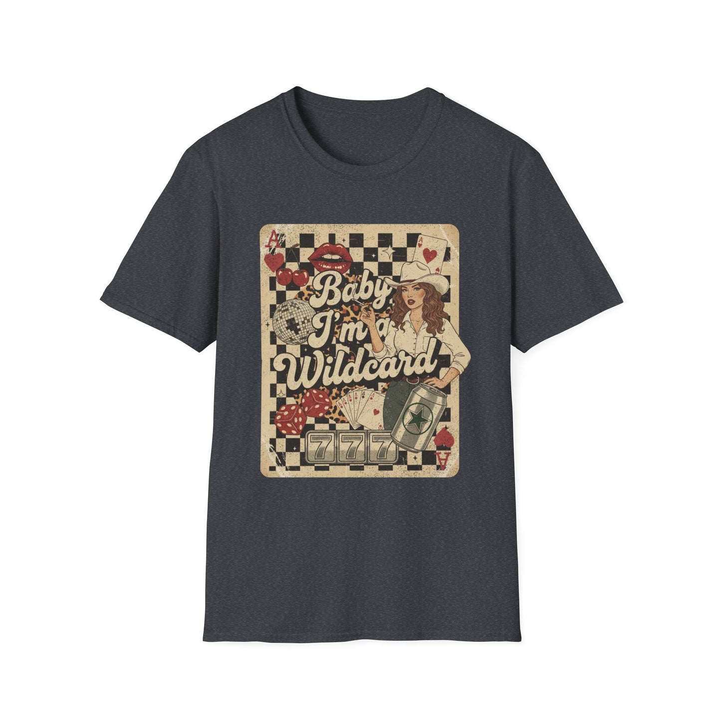 Wildcard Casino Graphic T-Shirt — "Baby I’m a Wildcard" Retro Pinup Tee