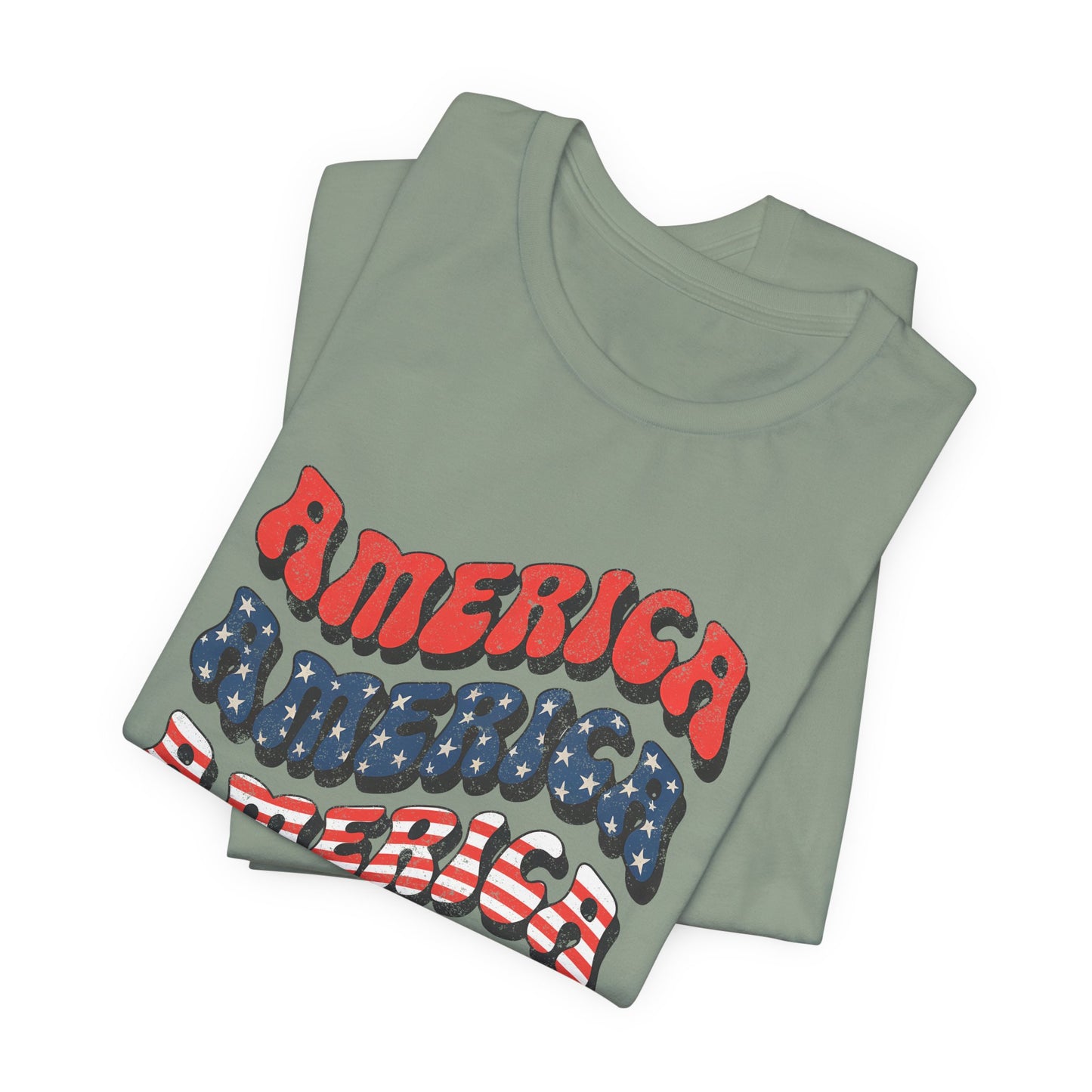 Patriotic "America" Retro Wave T-Shirt