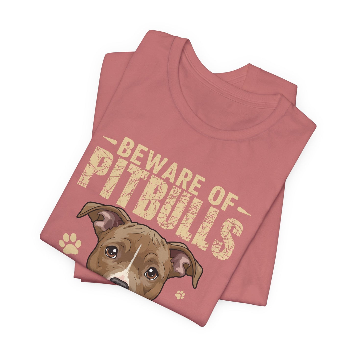 Pitbull Lover T-Shirt — "Beware of Pitbulls They Will Steal Your Hearts" Cute Dog Tee