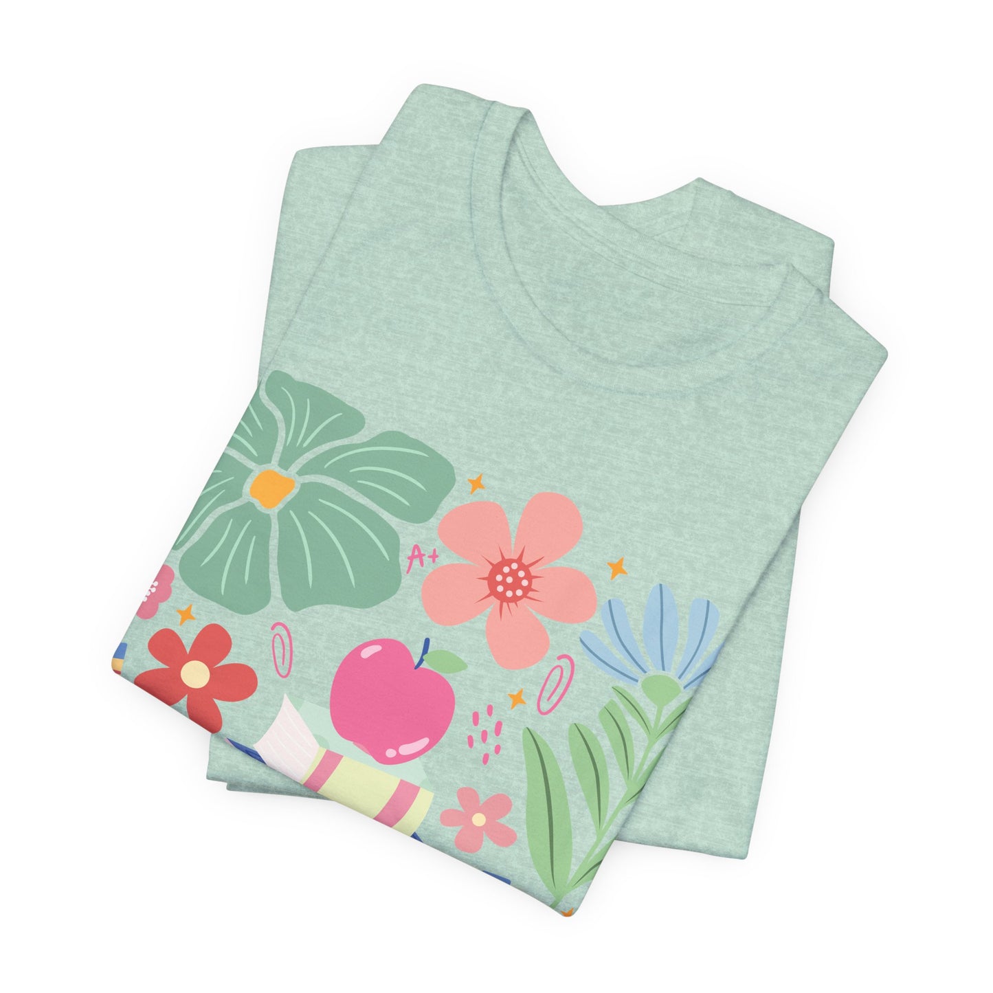 Floral Books & Apple Tee — Cute Spring Reading T-Shirt
