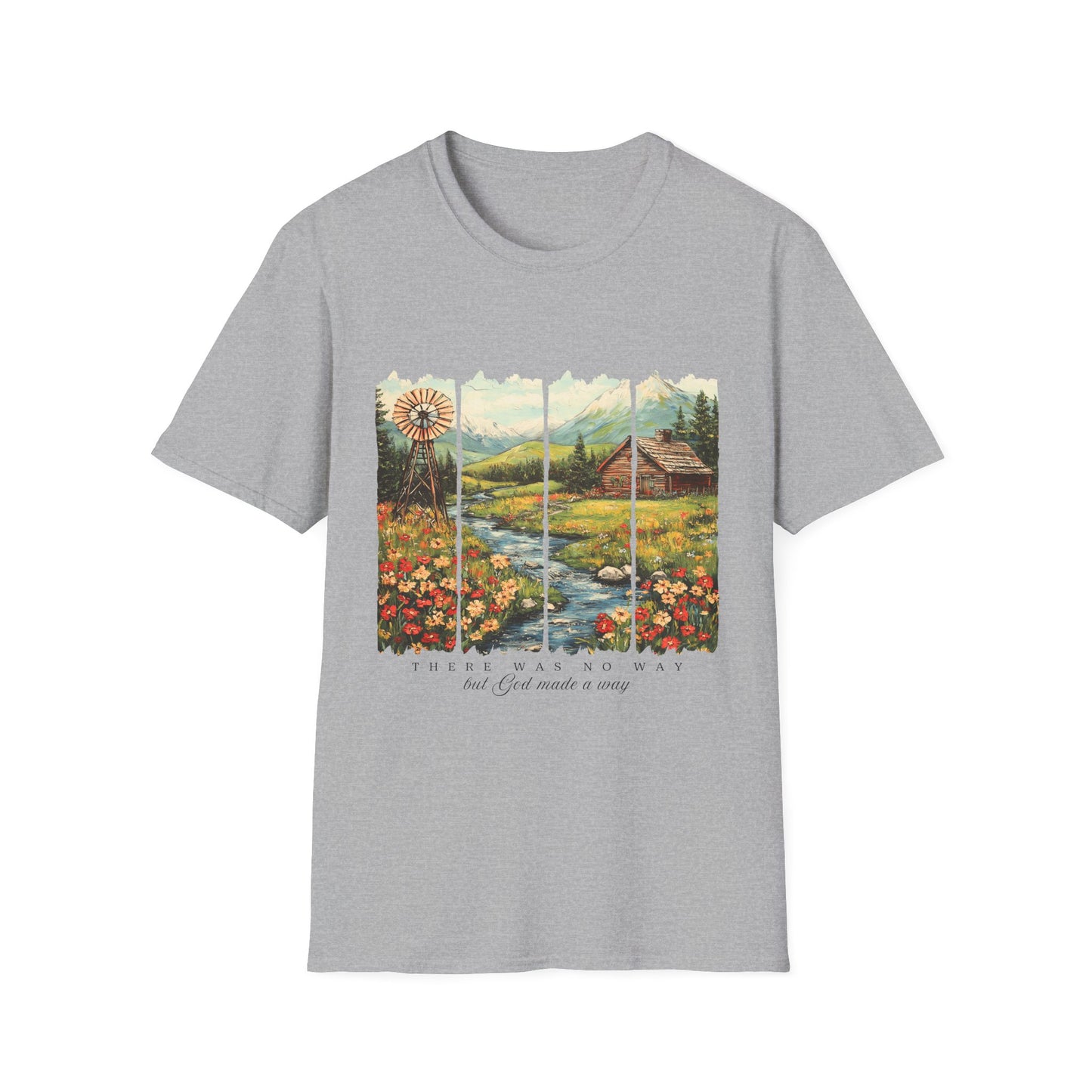 Scenic Windowpane Cabin T-Shirt — 'I Am But A Child Made of Stars' Nature Graphic Tee