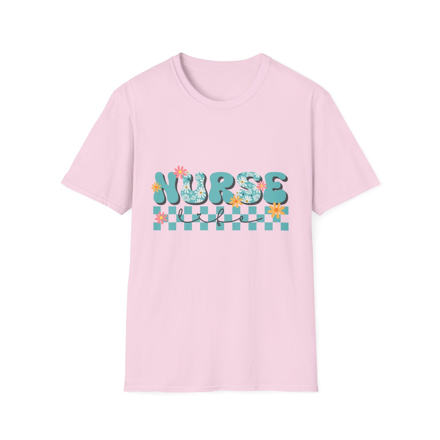 Nurse Floral Checkerboard T-Shirt