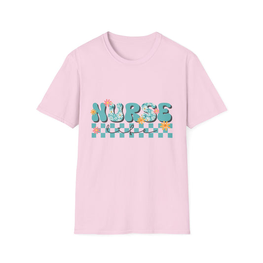 Nurse Floral Checkerboard T-Shirt
