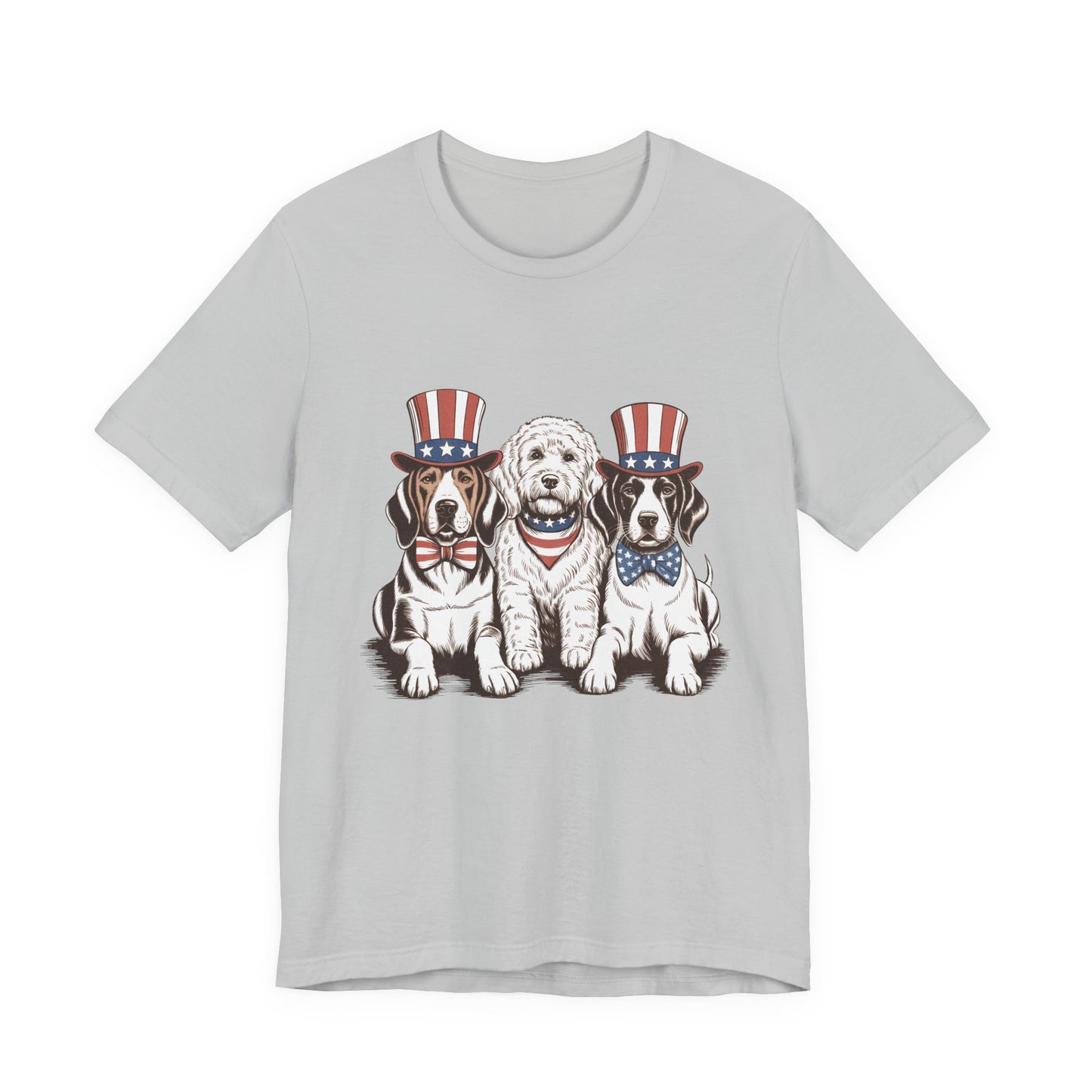 Patriotic Puppies T-Shirt — 4th of July Dog Tee with Uncle Sam Hats