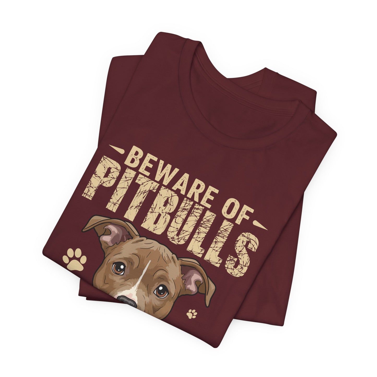 Pitbull Lover T-Shirt — "Beware of Pitbulls They Will Steal Your Hearts" Cute Dog Tee