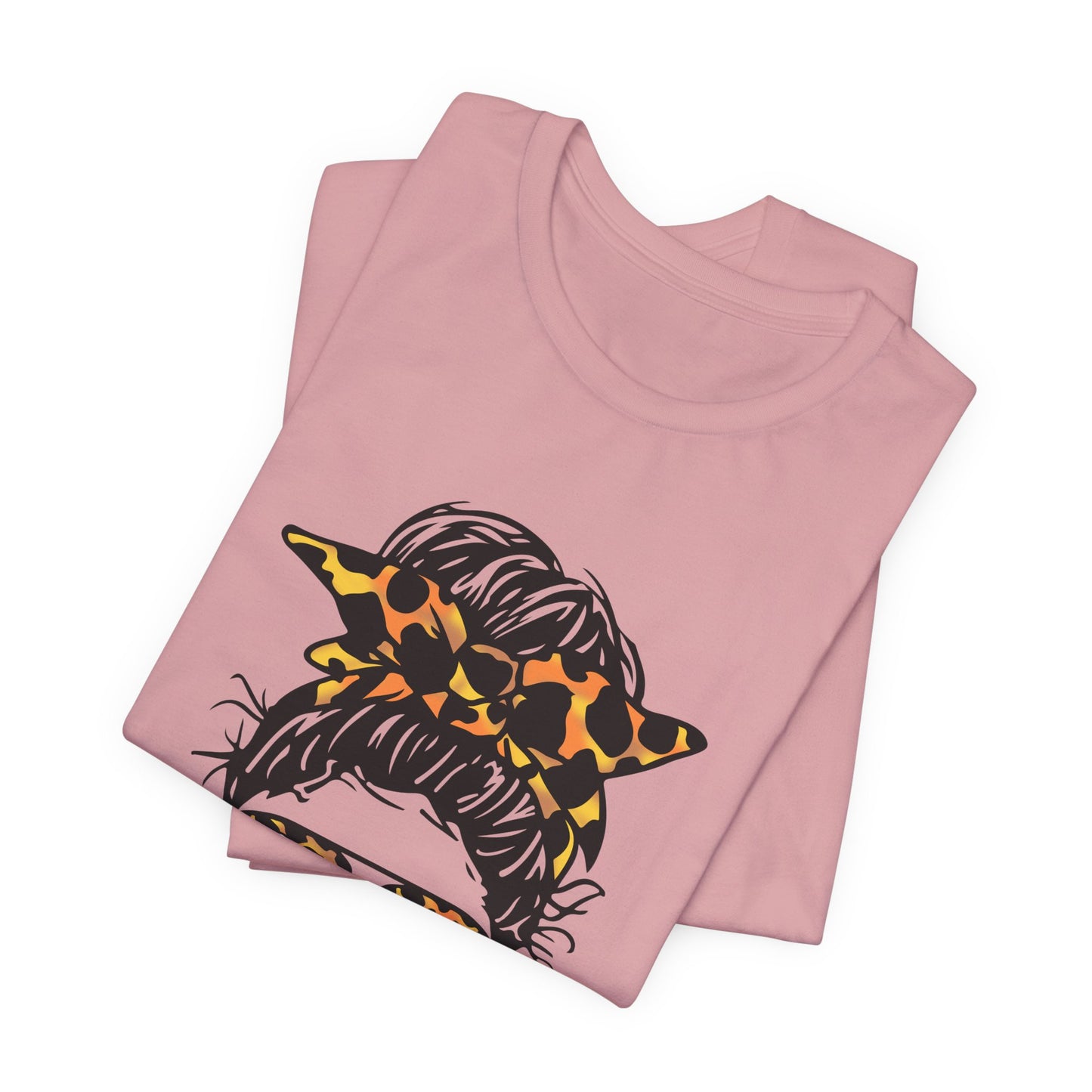 Dog Mom T-Shirt – "Kinda Busy Being a Dog Mom" Leopard Print Messy Bun Tee