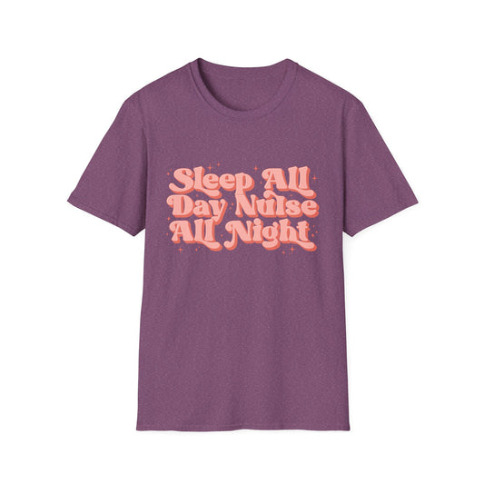 Sleep All Day Nurse All Night T-Shirt — Cute Retro Nurse Tee for Healthcare Workers