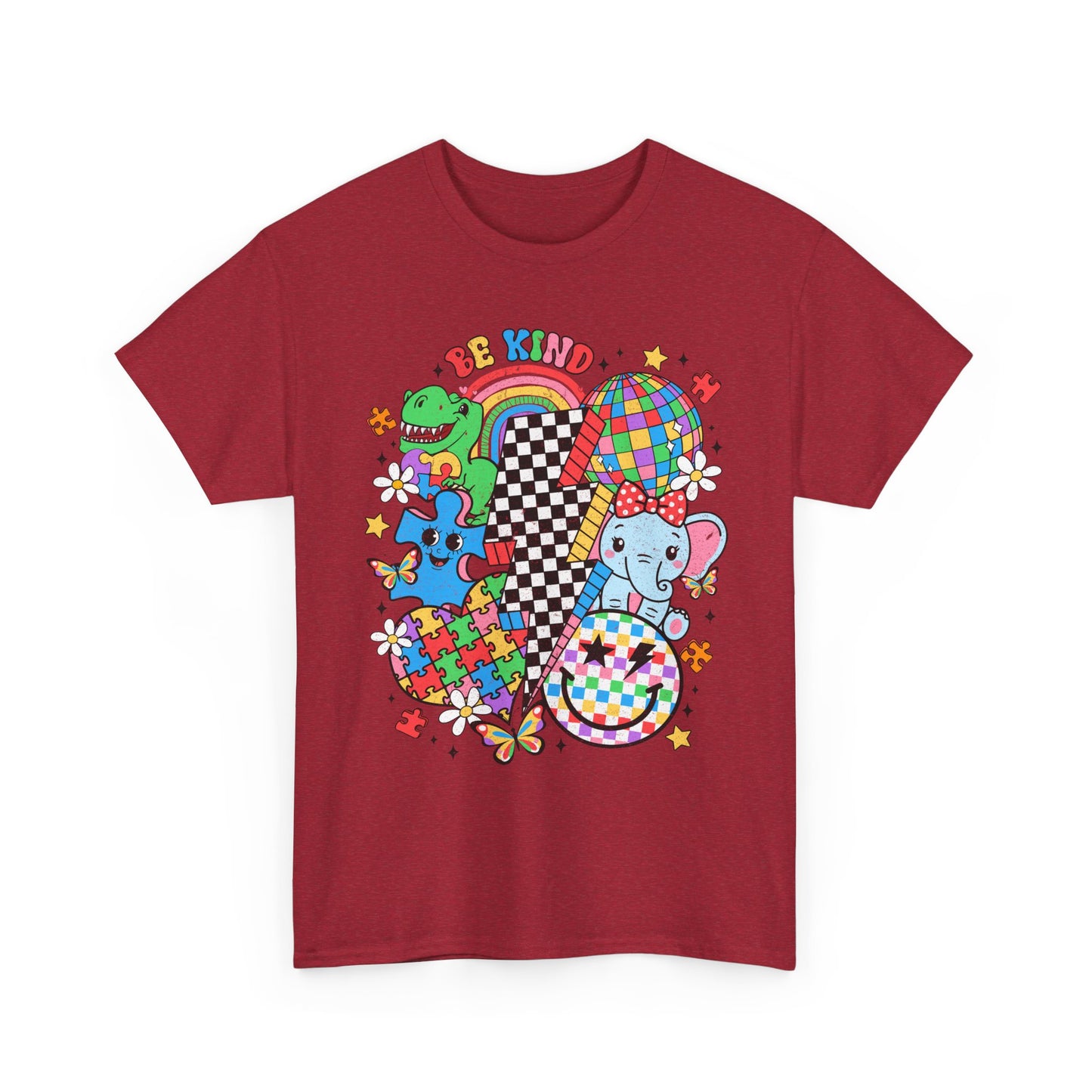 Puzzle Heart Tee — Colorful Autism Awareness Puzzle Pieces with Rainbow Animals