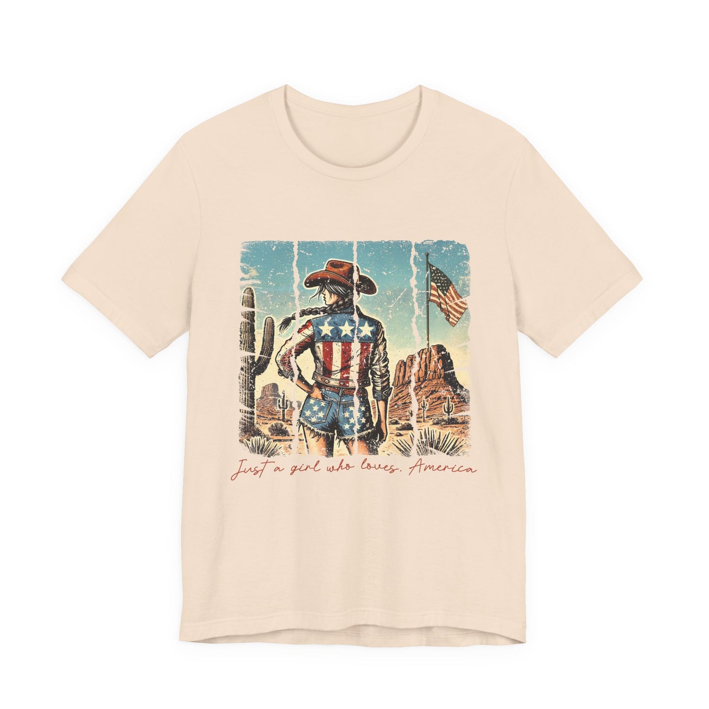 Patriotic Cowgirl Tee — "Just a Girl Who Loves America"
