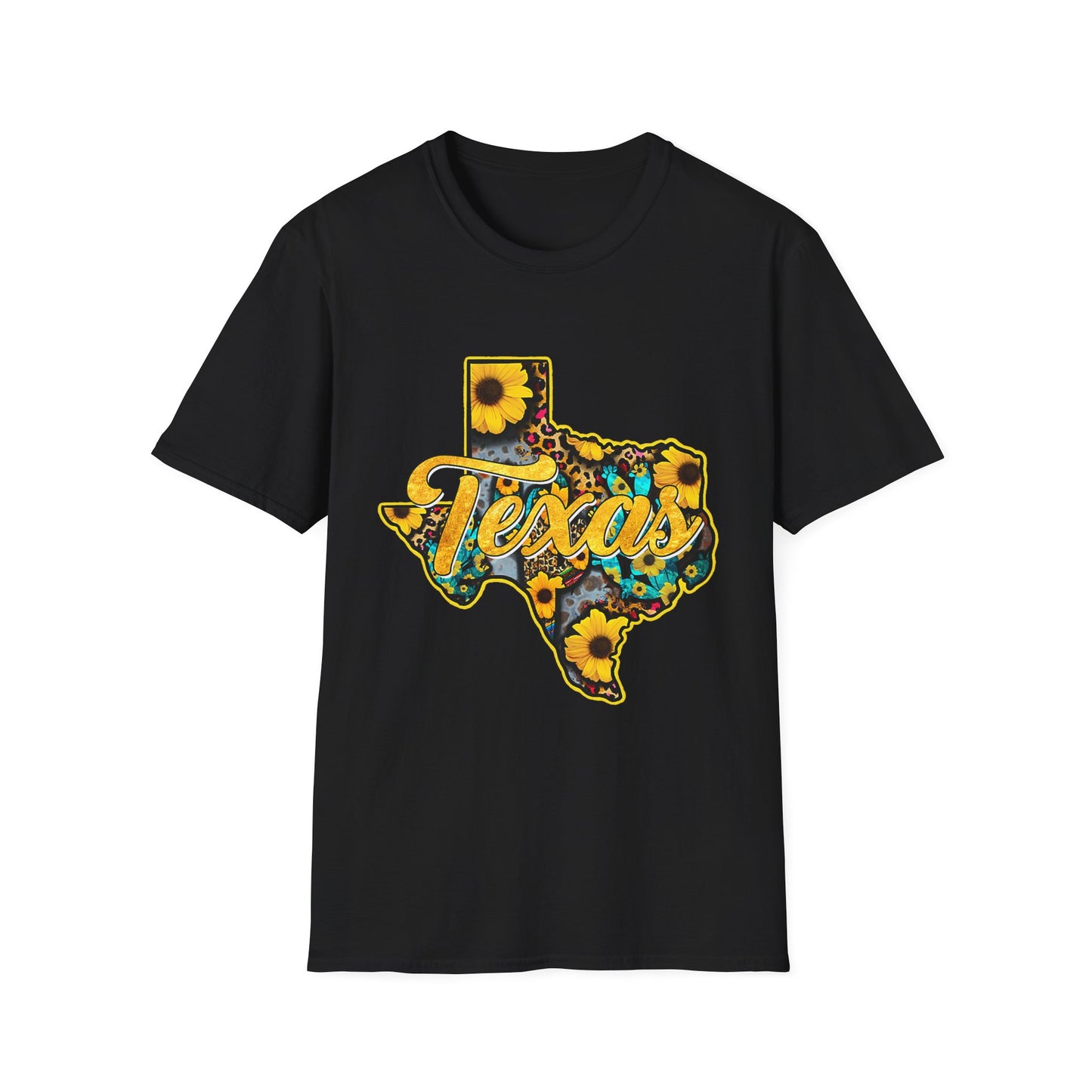 Texas Sunflower State T-Shirt — Floral Texas Map Graphic