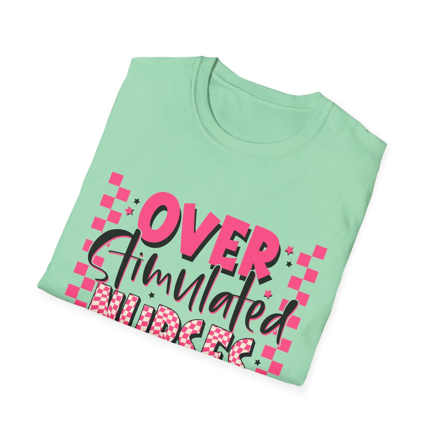 Overstimulated Nurses Club T-Shirt — Funny Pink Nurse Graphic Tee for Healthcare Workers