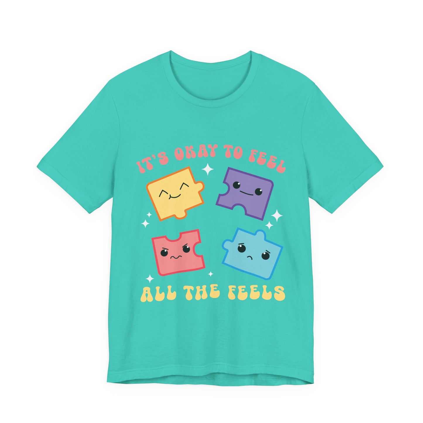 “It’s Okay to Feel” Puzzle Pieces Tee — Mental Health Awareness Comfort Shirt