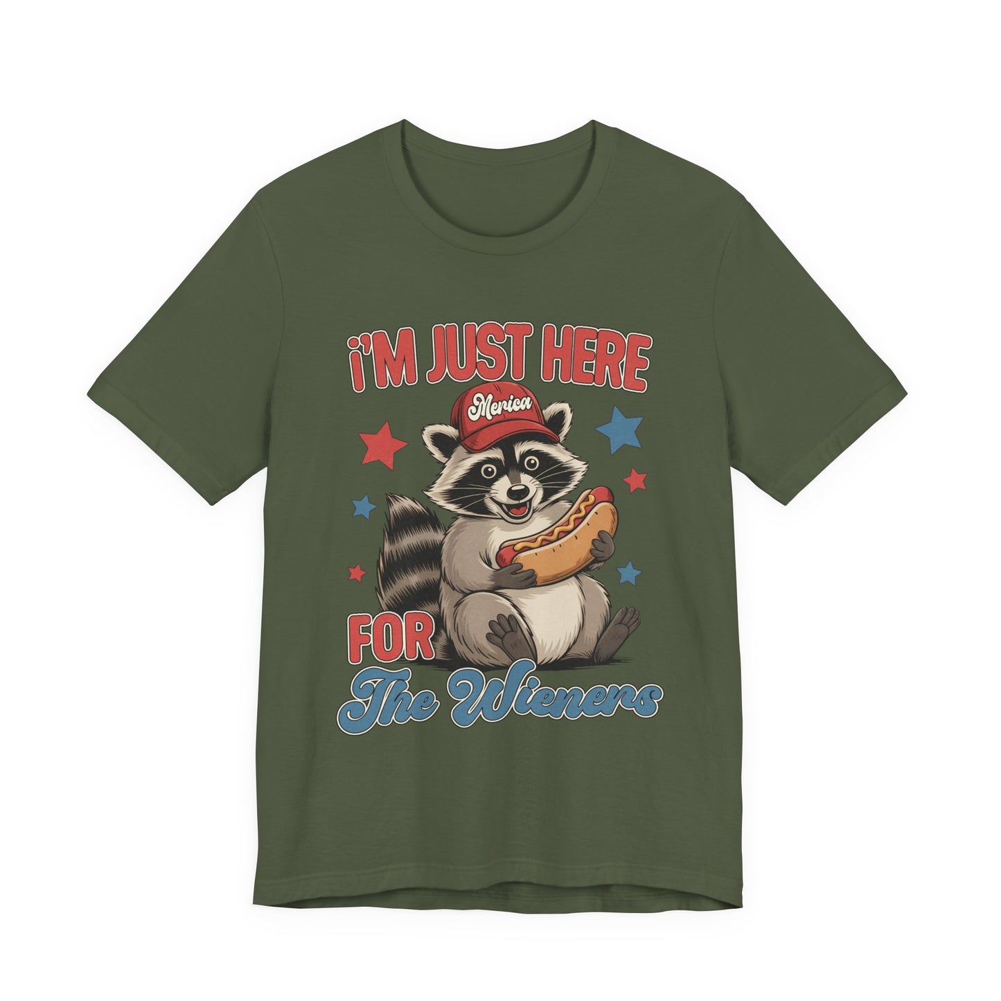 Patriotic Raccoon Hot Dog Tee — “I'm Just Here For The Winans” Graphic T-Shirt