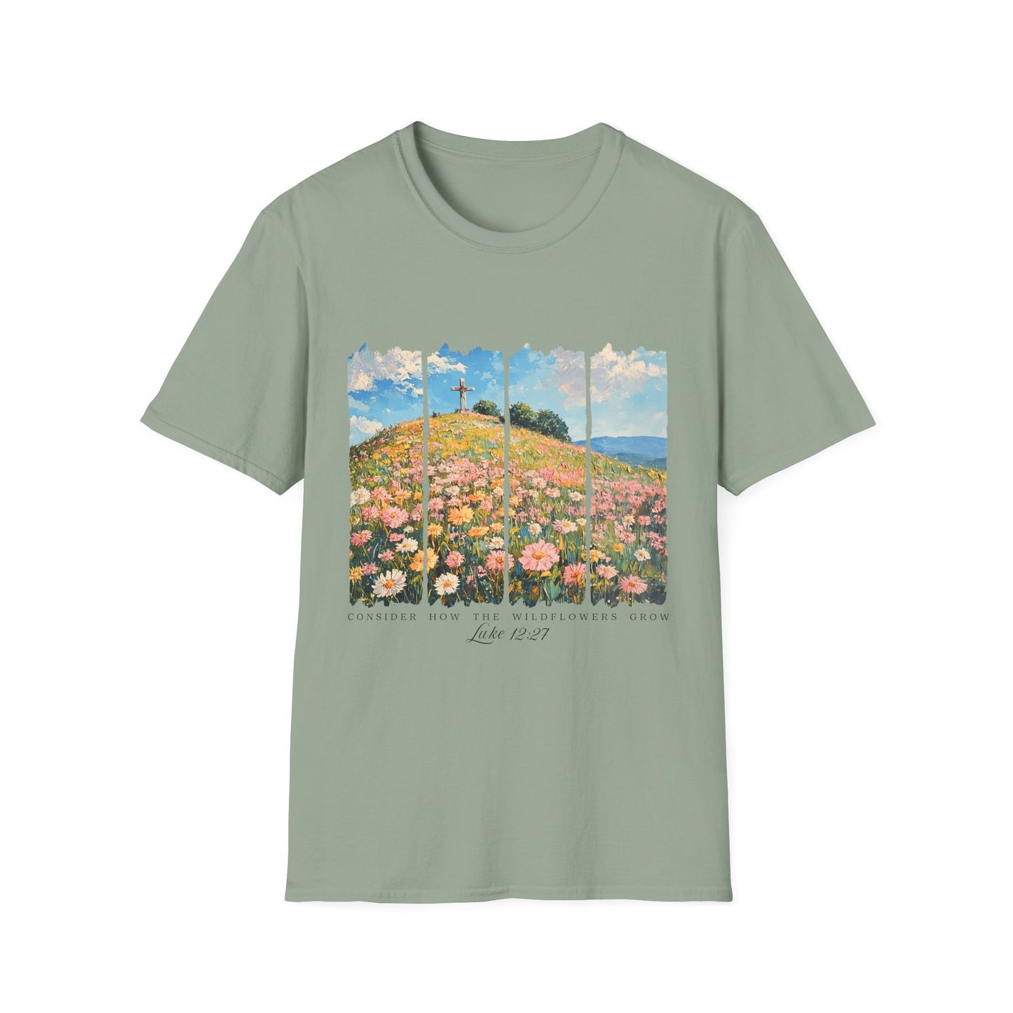 Wildflower Hills Scenic Tee — 'Live in It' Landscape Graphic T-Shirt