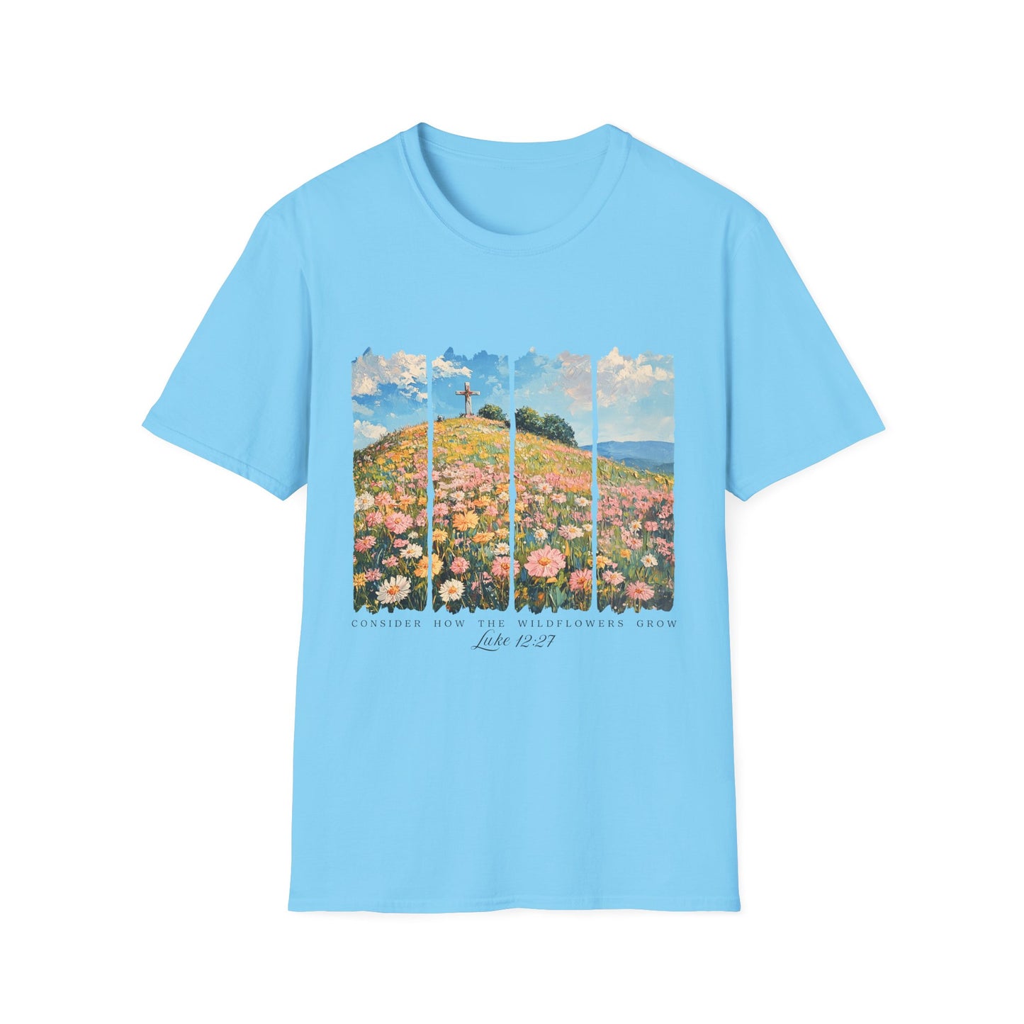Wildflower Hills Scenic Tee — 'Live in It' Landscape Graphic T-Shirt