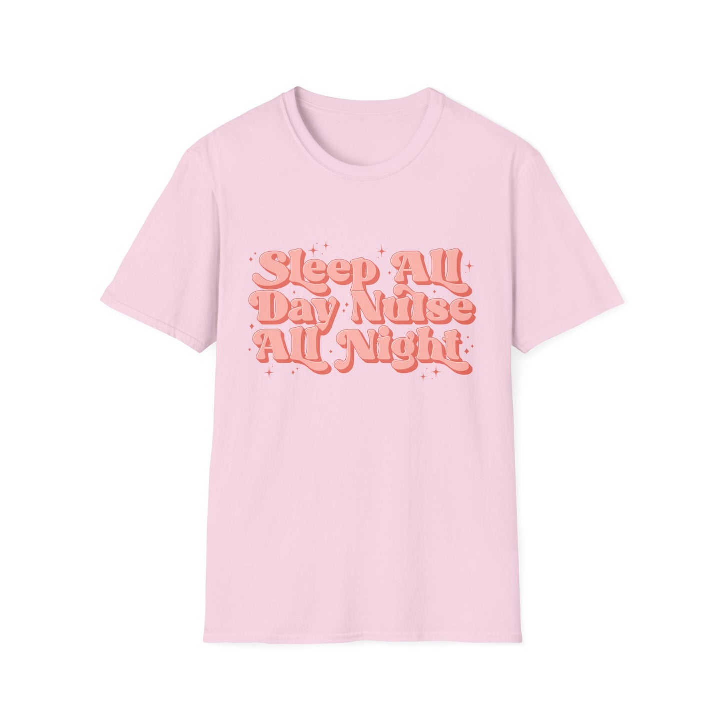 Sleep All Day Nurse All Night T-Shirt — Cute Retro Nurse Tee for Healthcare Workers