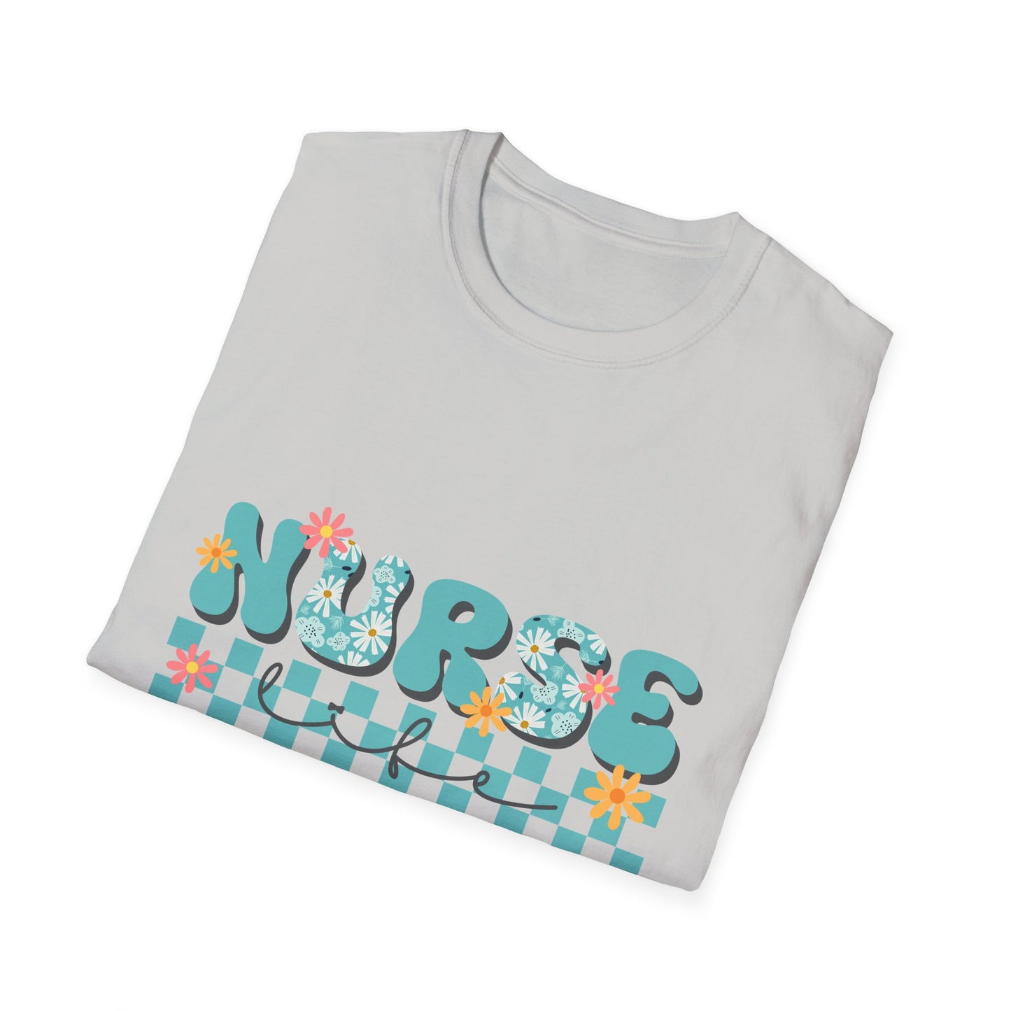 Nurse Floral Checkerboard T-Shirt