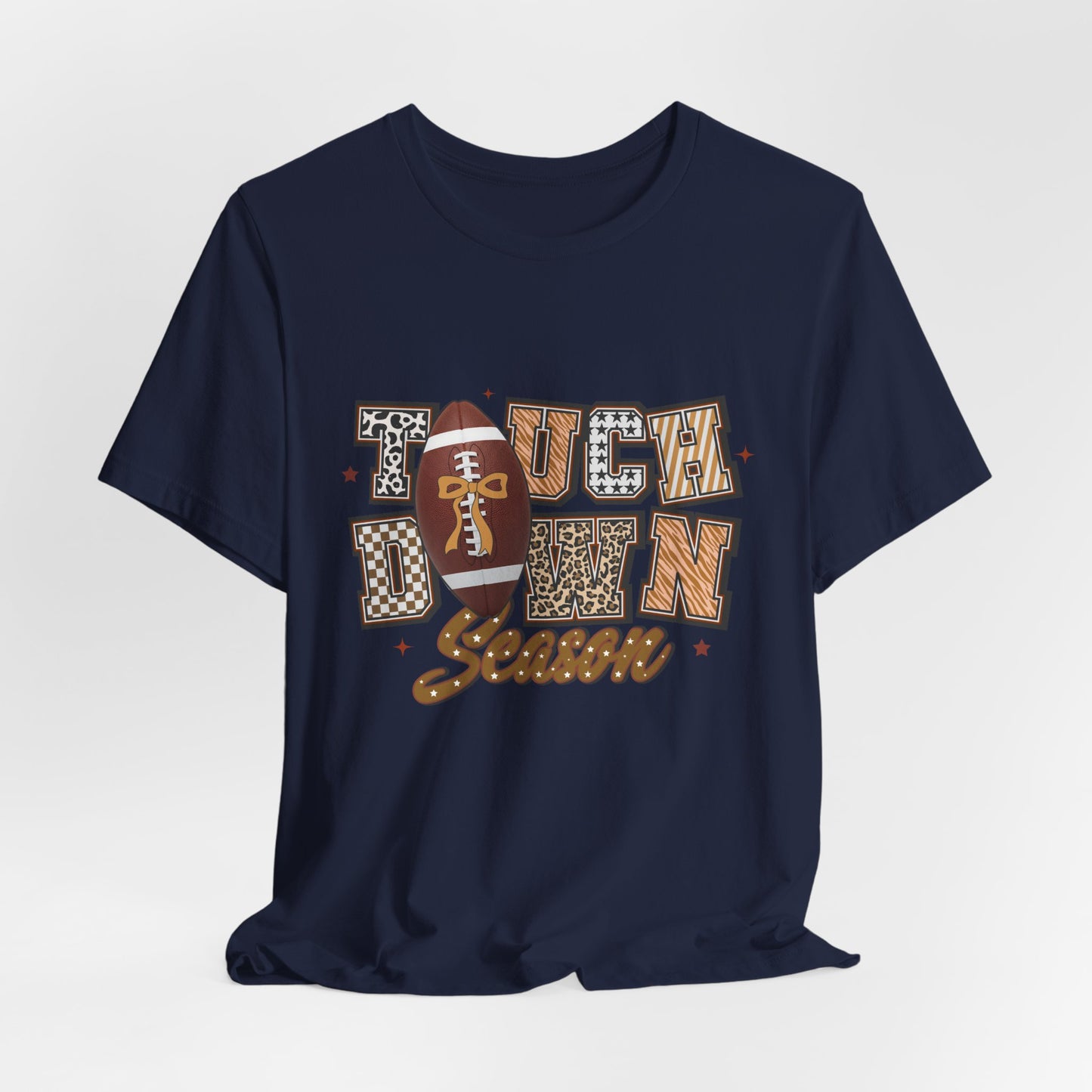 Touchdown Season Football T-Shirt — Retro Brown Leopard Print Design