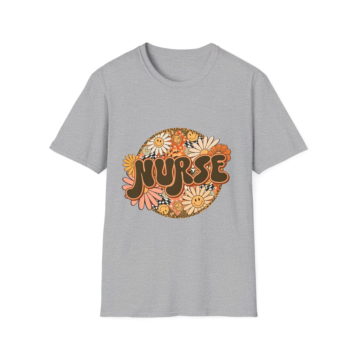 Retro Floral 'Nurse' T-Shirt — 70s Vintage Daisy Design for Nurses