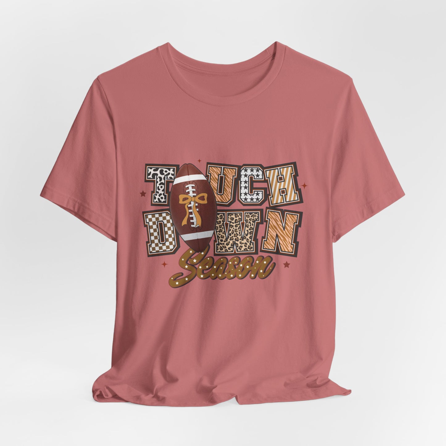Touchdown Season Football T-Shirt — Retro Brown Leopard Print Design