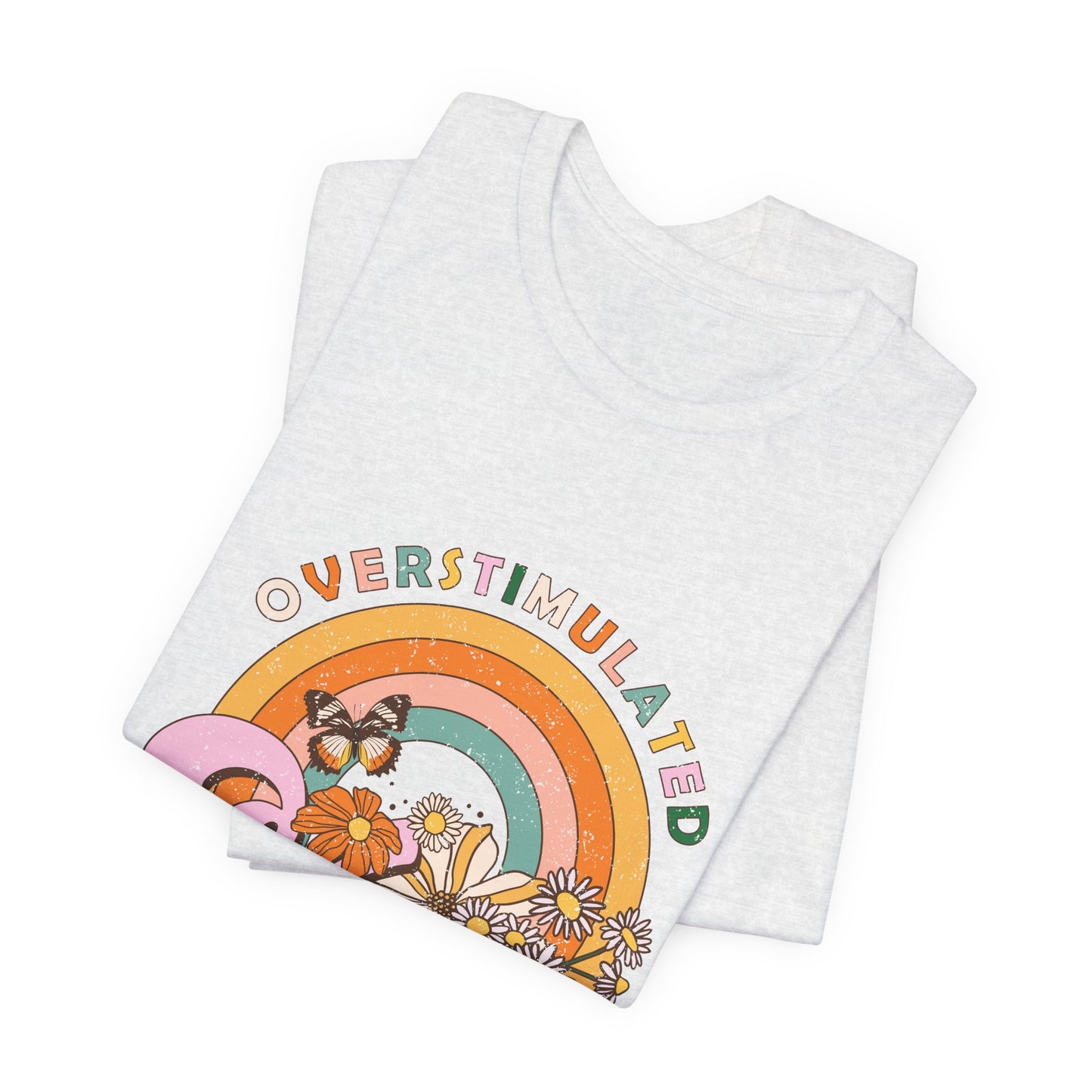 Overstimulated Moms Club Tee — Retro Rainbow Floral Mother's Day Shirt