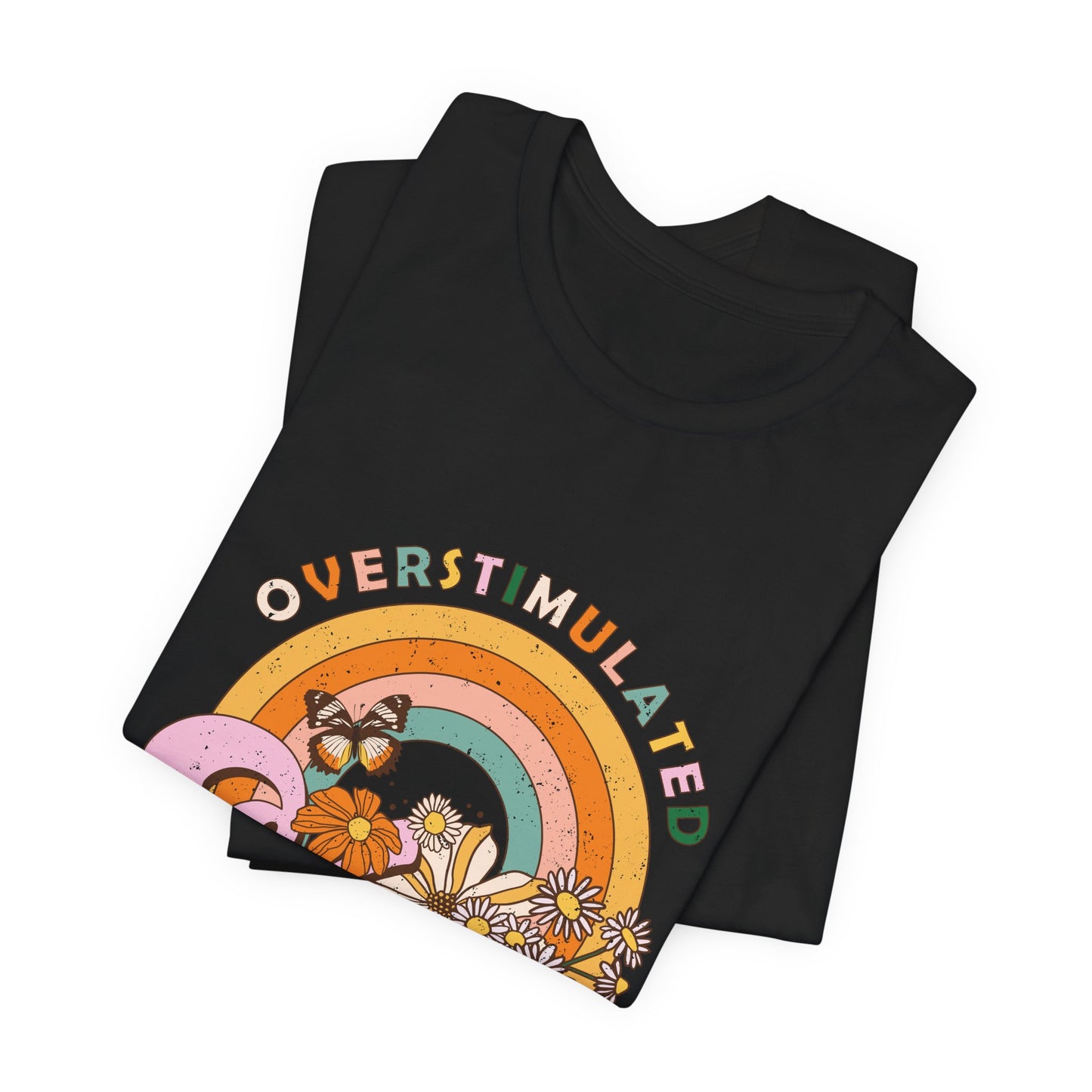 Overstimulated Moms Club Tee — Retro Rainbow Floral Mother's Day Shirt