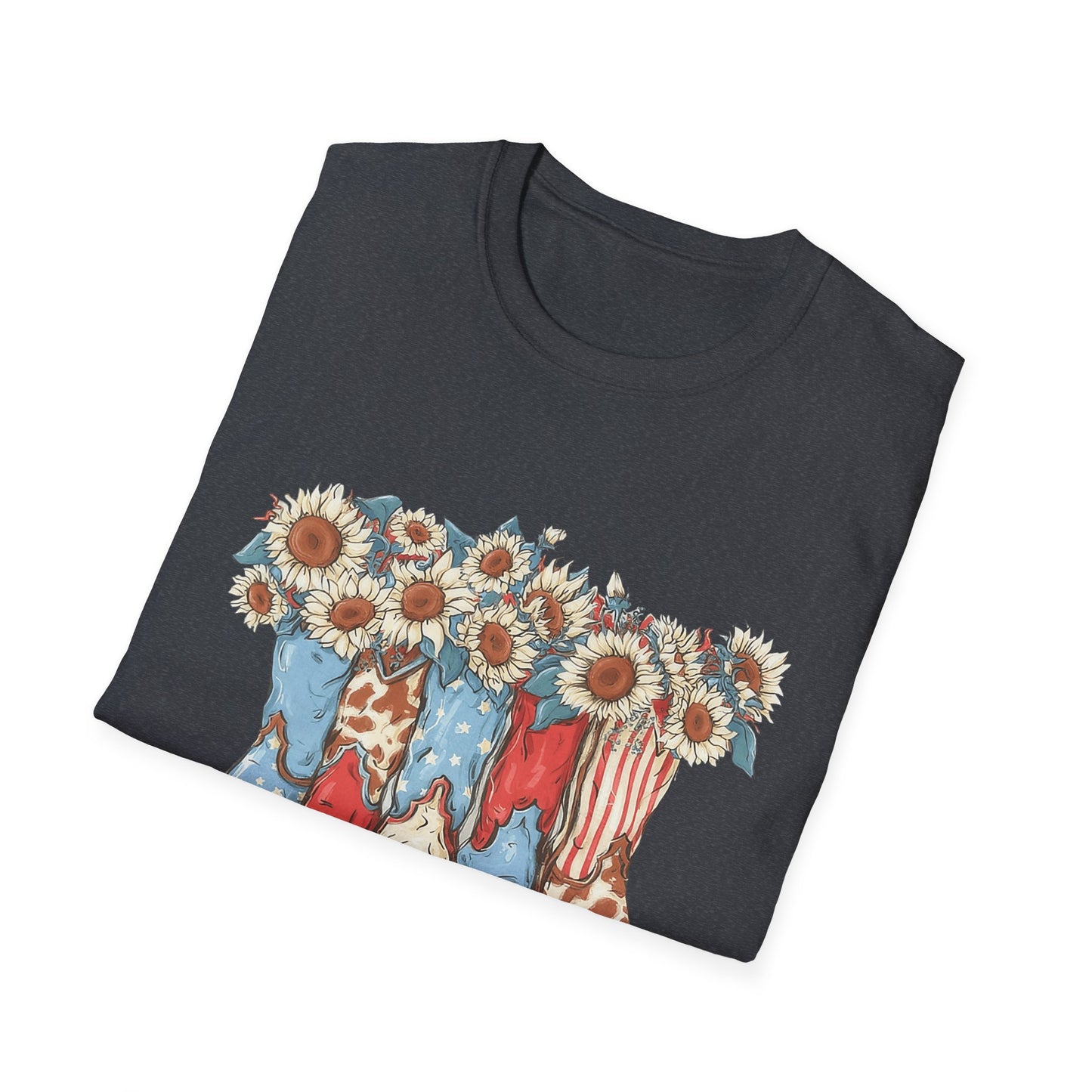 Patriotic Sunflower Cowboy Boots T-Shirt