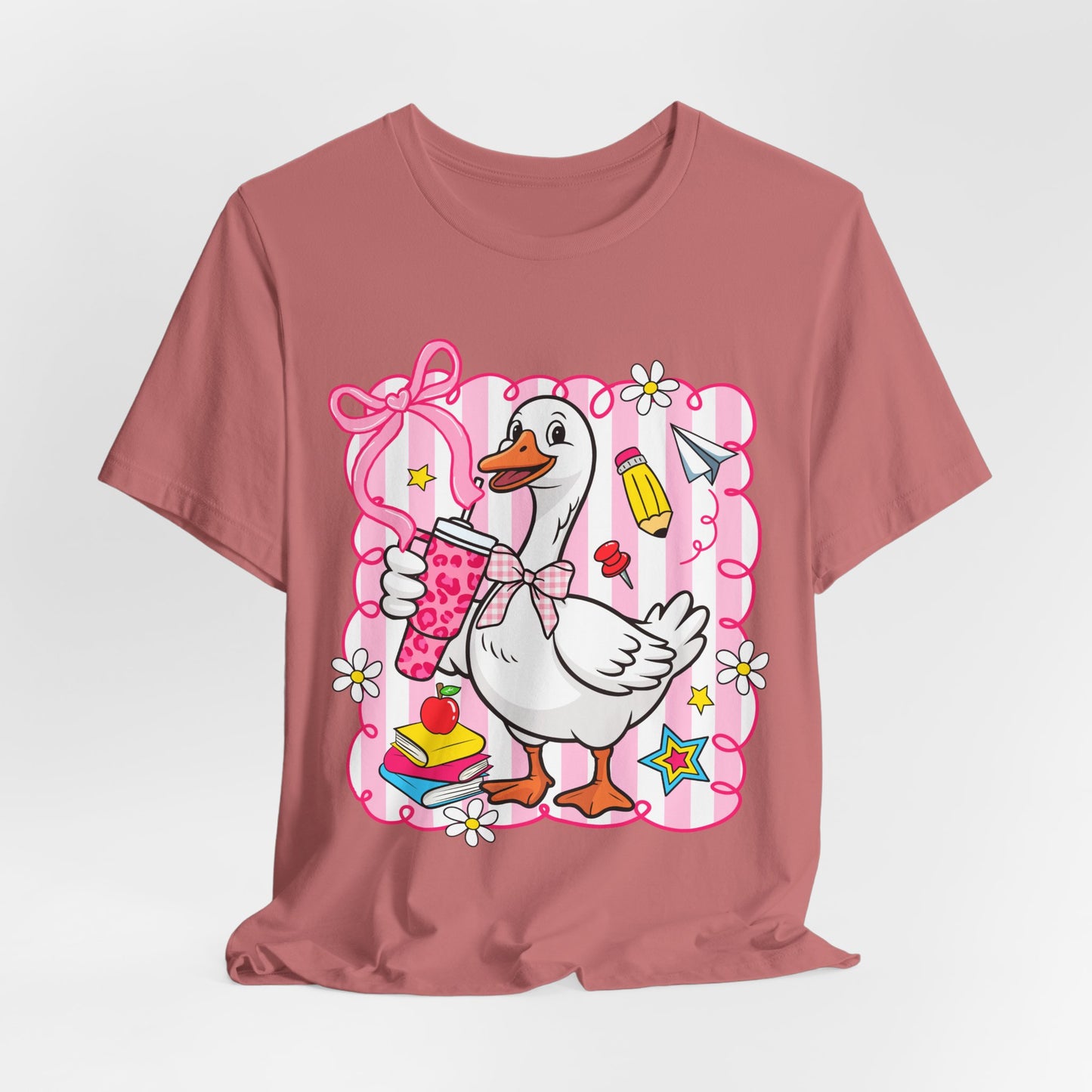 Cute Goose Graphic Tee — School Supplies Back-to-School T-Shirt