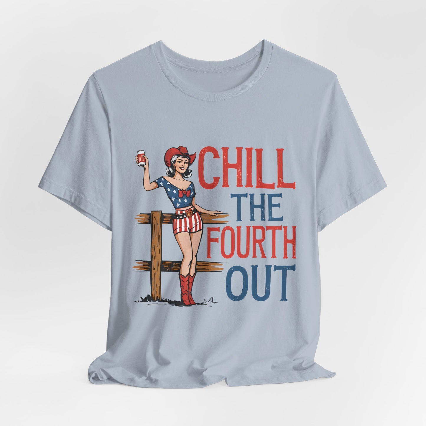 Fourth of July Tee - "Chill the Fourth Out" Vintage Pinup Patriotic Shirt