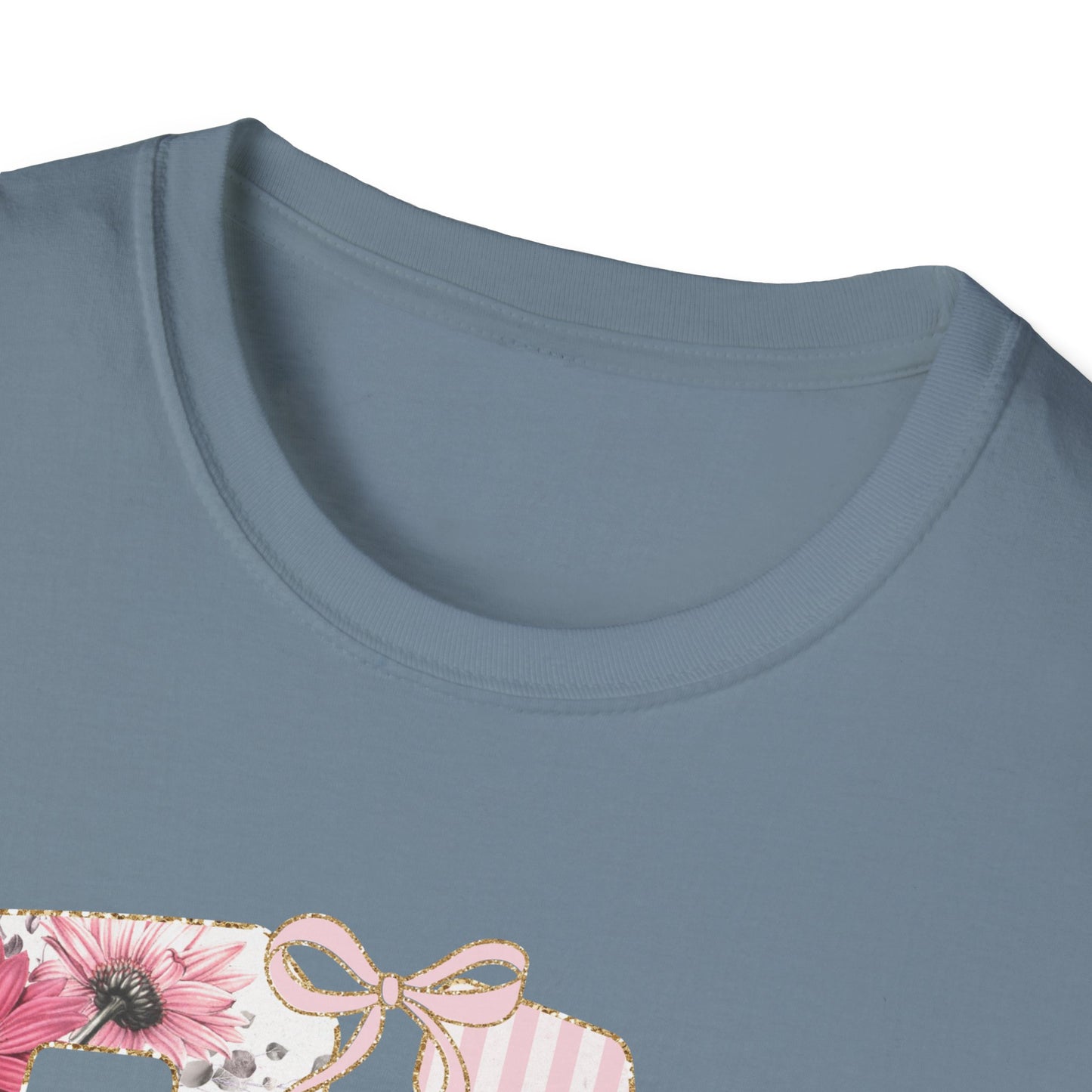 T-Shirt — RN Floral Script Design (Pink Stripes & Roses)