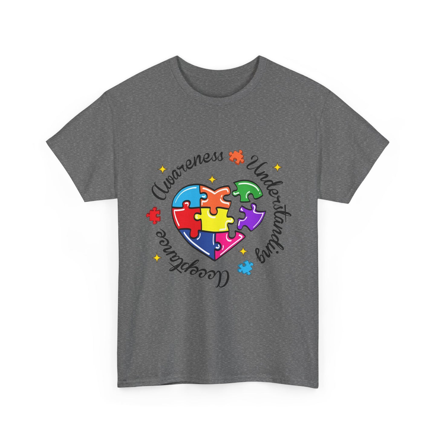 Autism Awareness Puzzle Heart T-Shirt – 'Awareness, Understanding, Acceptance'