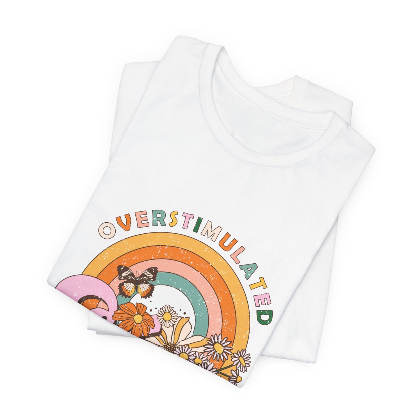Overstimulated Moms Club Tee — Retro Rainbow Floral Mother's Day Shirt