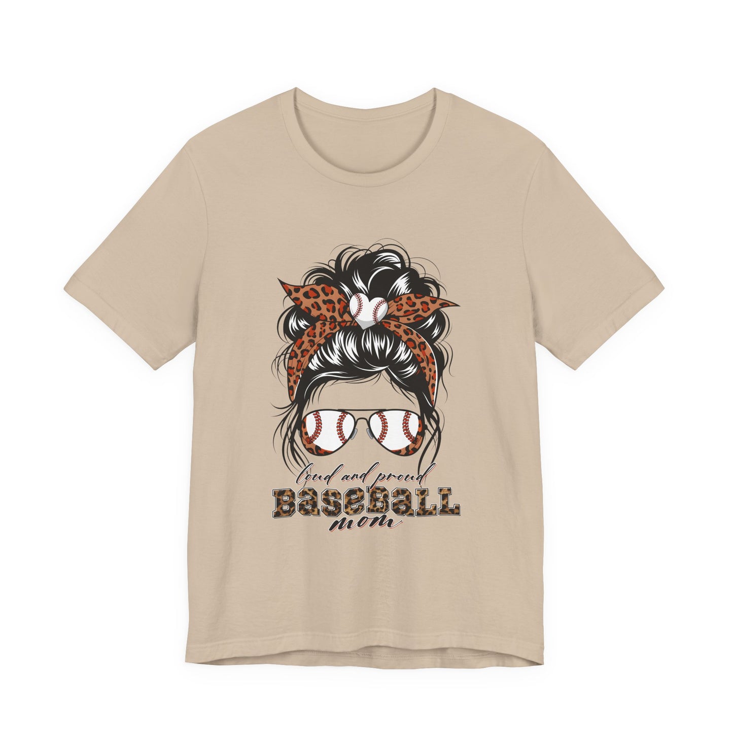 Baseball Mom Graphic Tee — Leopard Hairbow, Sunnies & "Baseball Mom" Text
