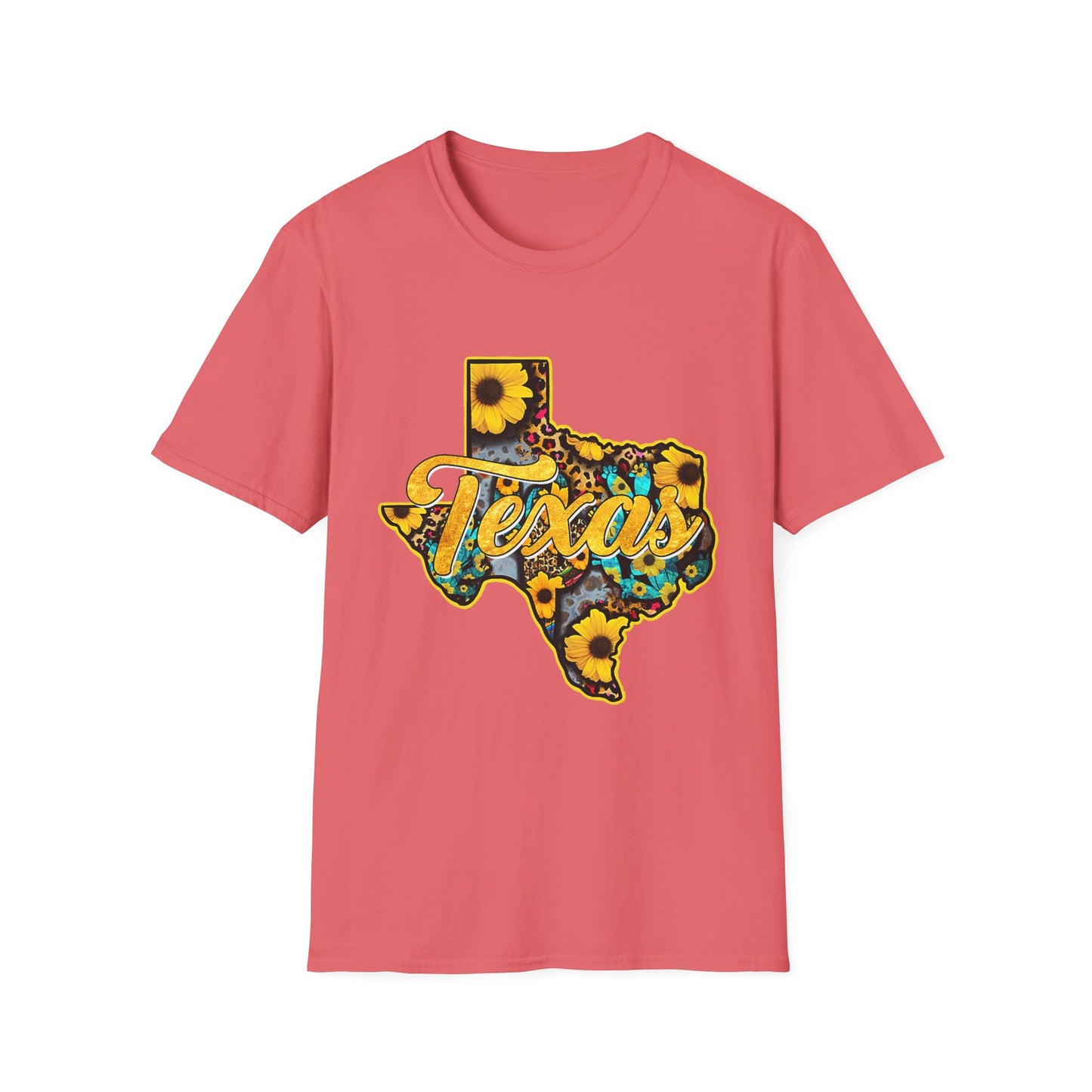 Texas Sunflower State T-Shirt — Floral Texas Map Graphic