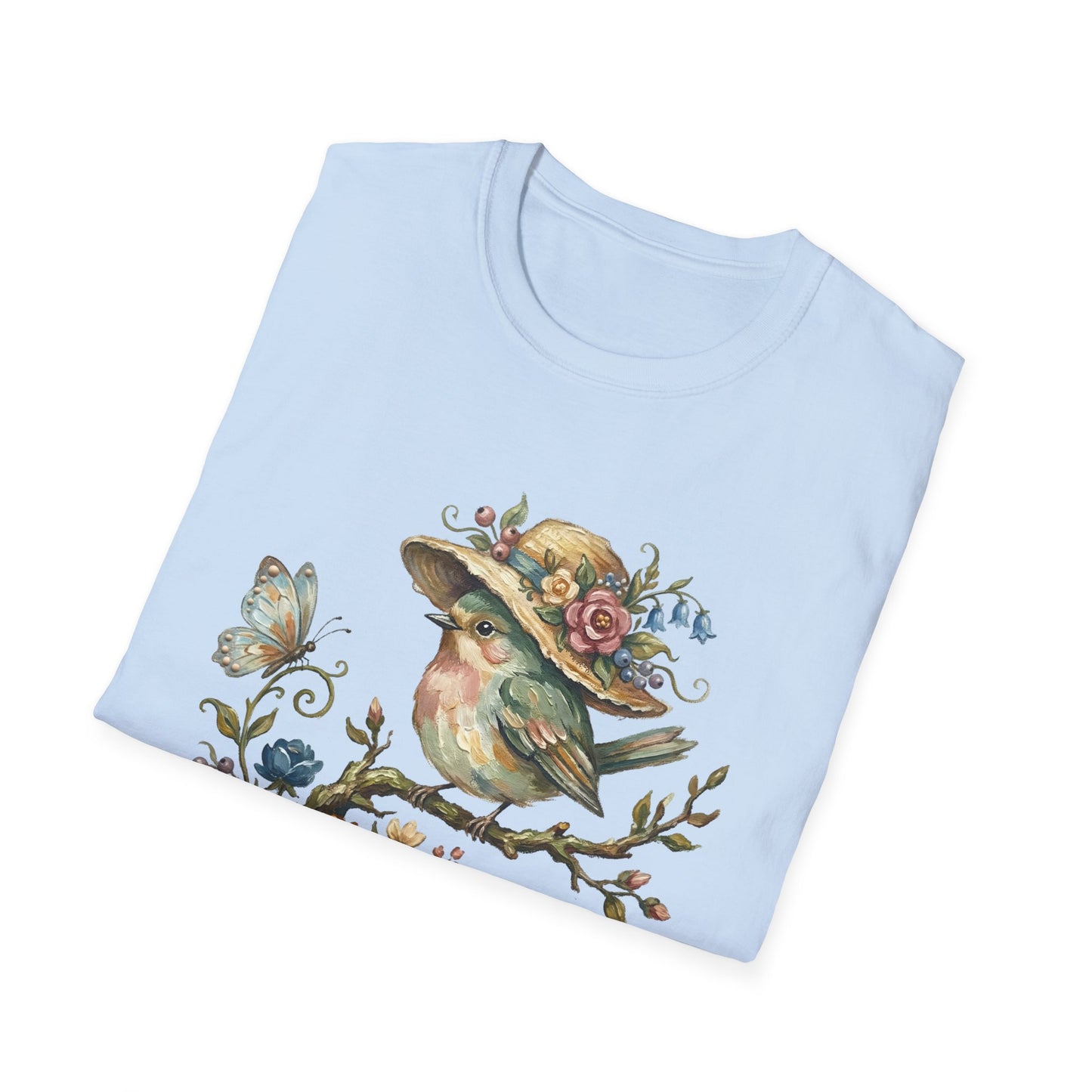Garden Bird Tee — "There is a quiet peace to be found in the heart of the garden" Floral Bird T-Shirt