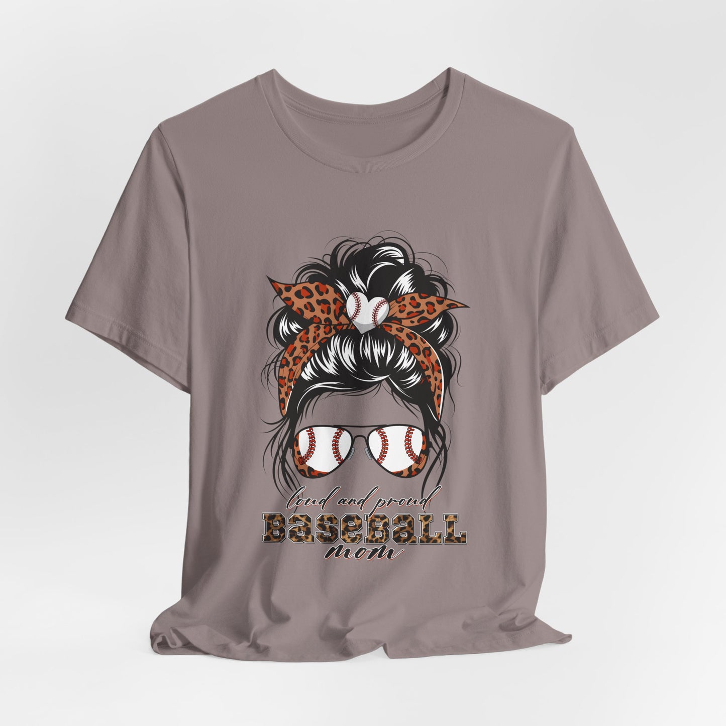 Baseball Mom Graphic Tee — Leopard Hairbow, Sunnies & "Baseball Mom" Text