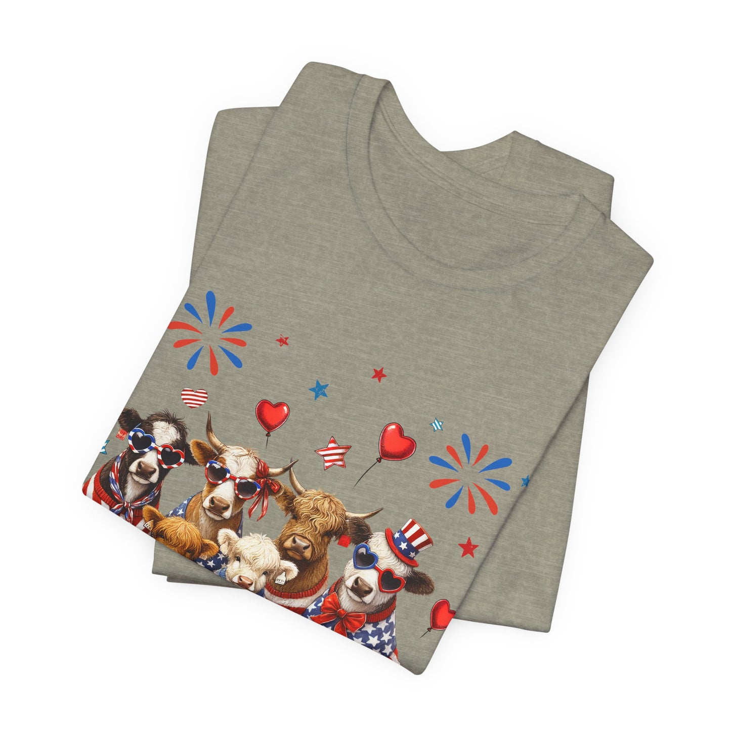 Patriotic CowsT-Shirt — Cute Cows in USA Outfit 4th of July Tee
