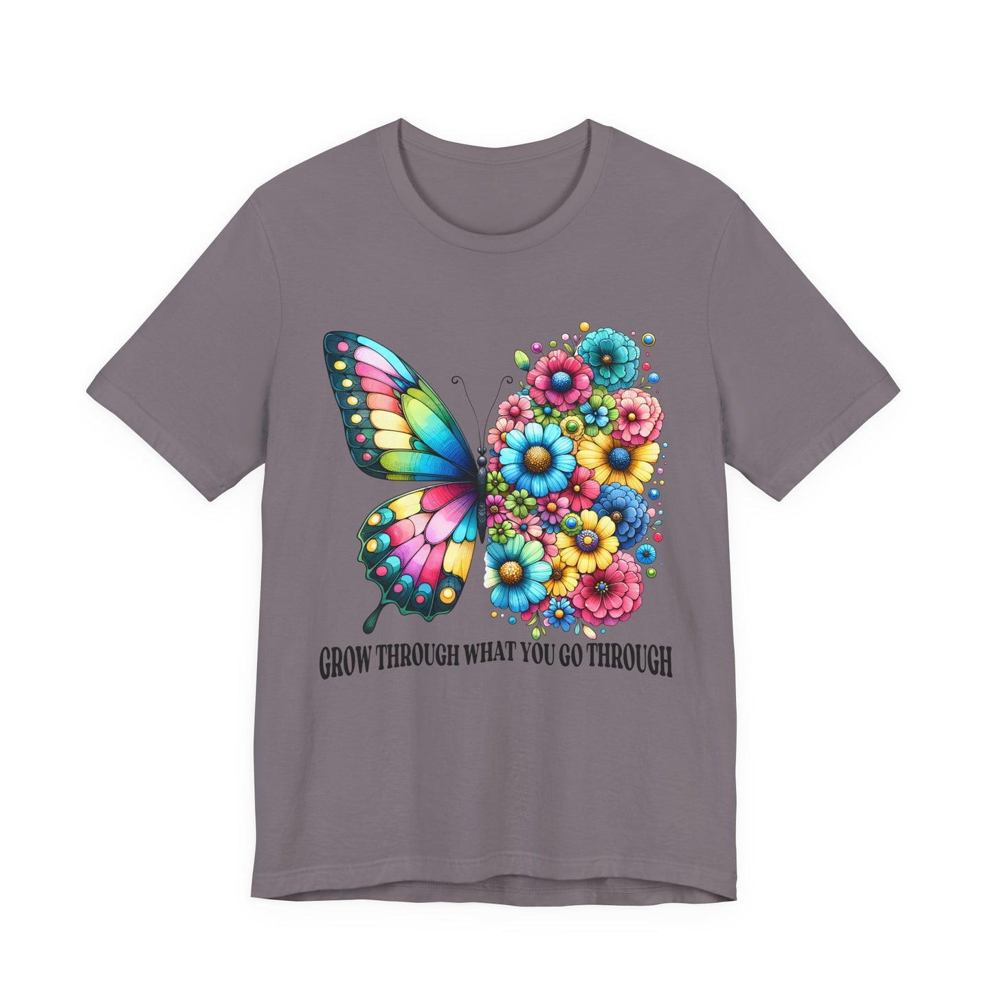 Butterfly Floral Tee - "Grow Through What You Go Through" Inspirational Women's T-Shirt
