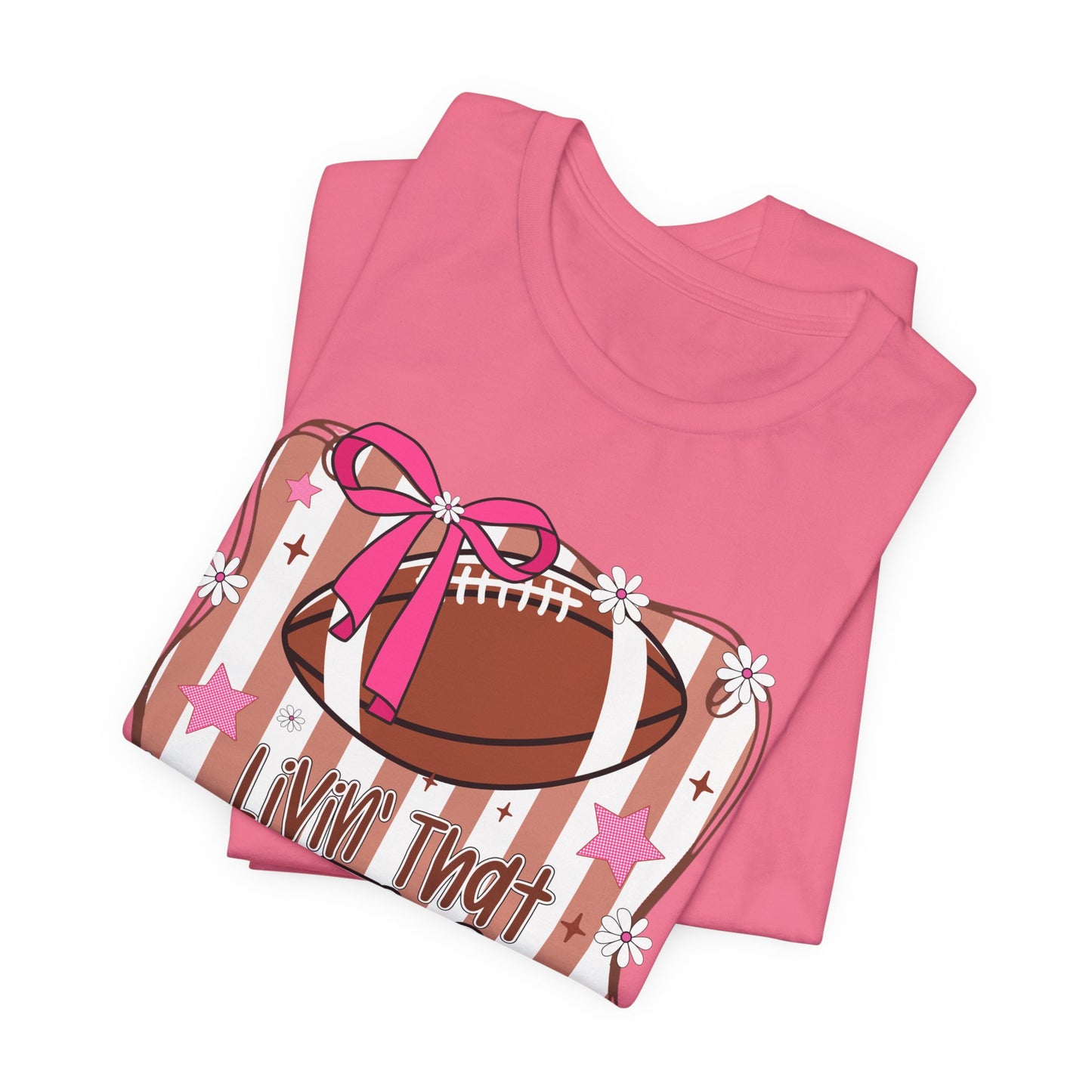 Football Mom Life T-Shirt — Pink Bow Football Mom Tee