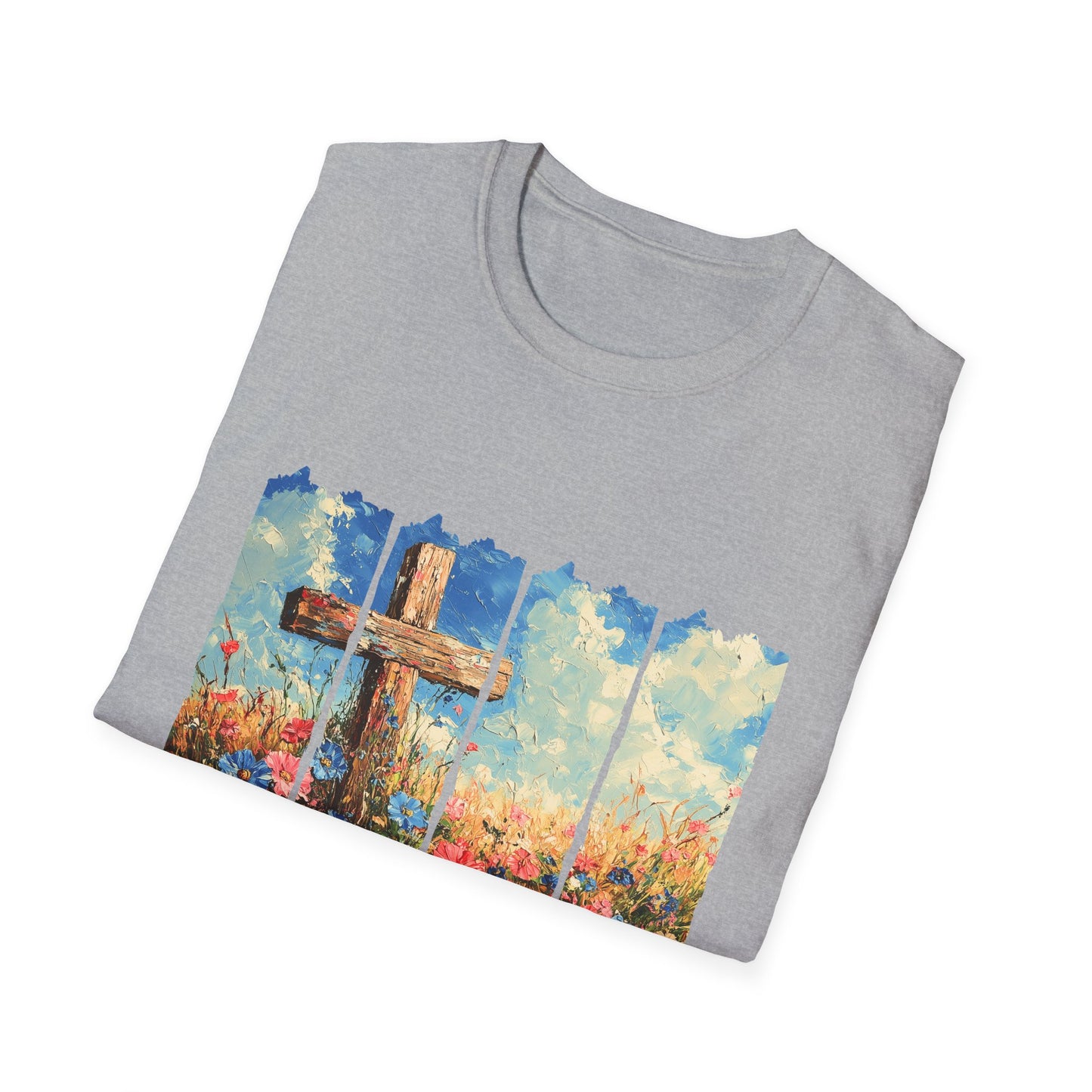 Cross and Flowers T-Shirt – Christian Faith Floral Graphic Tee (Acts 2:37)