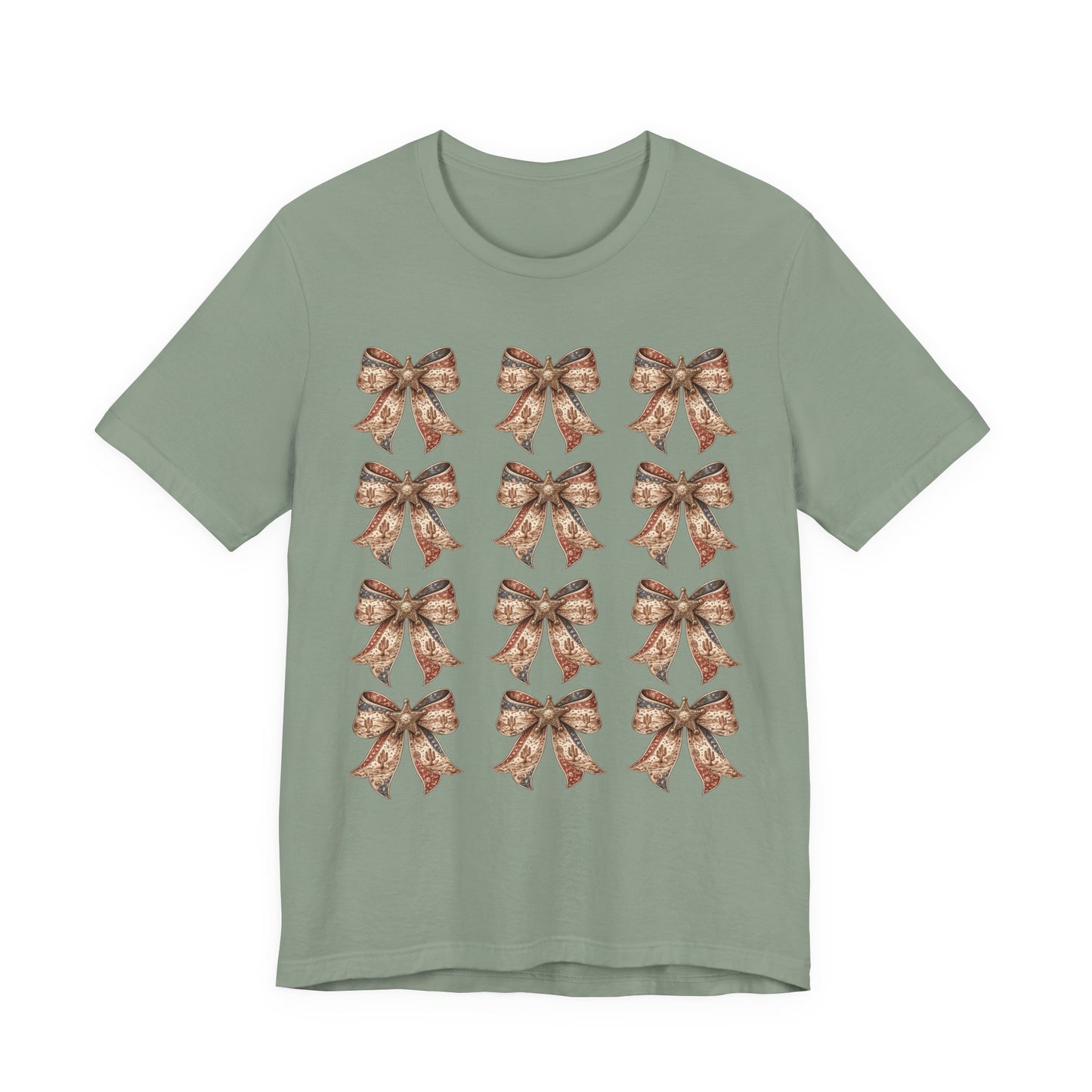 Bow Pattern Tee — Vintage Floral Ribbon Graphic Shirt