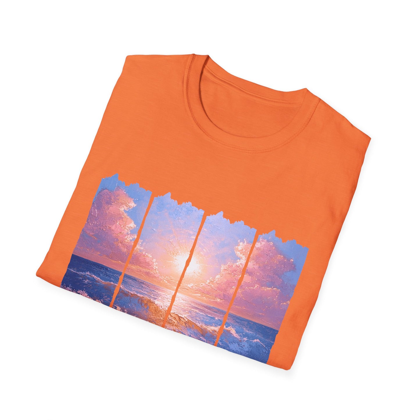 Sunset Ocean Panel T-Shirt — "Pray Without Ceasing" Inspirational Beach Tee