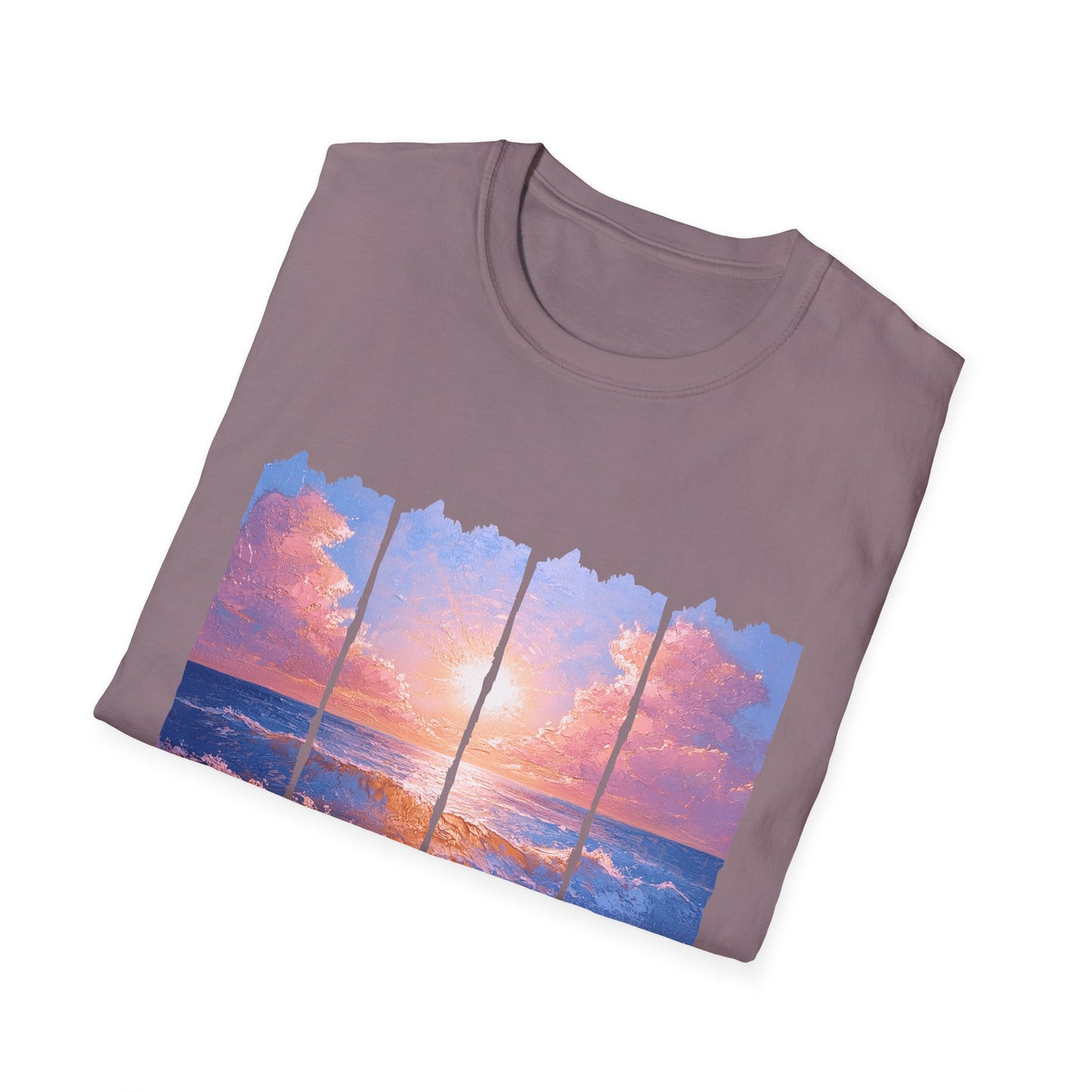 Sunset Ocean Panel T-Shirt — "Pray Without Ceasing" Inspirational Beach Tee