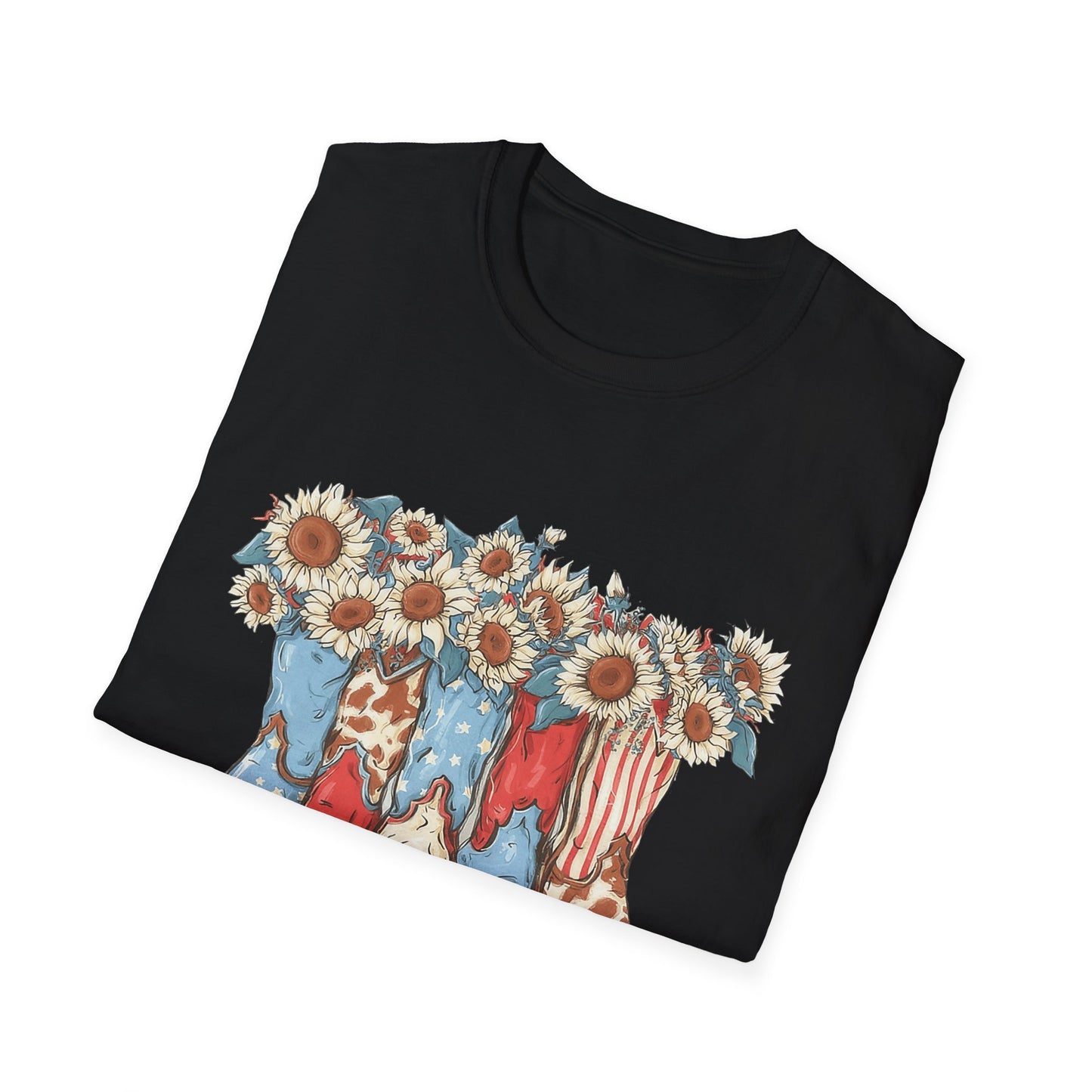 Patriotic Sunflower Cowboy Boots T-Shirt