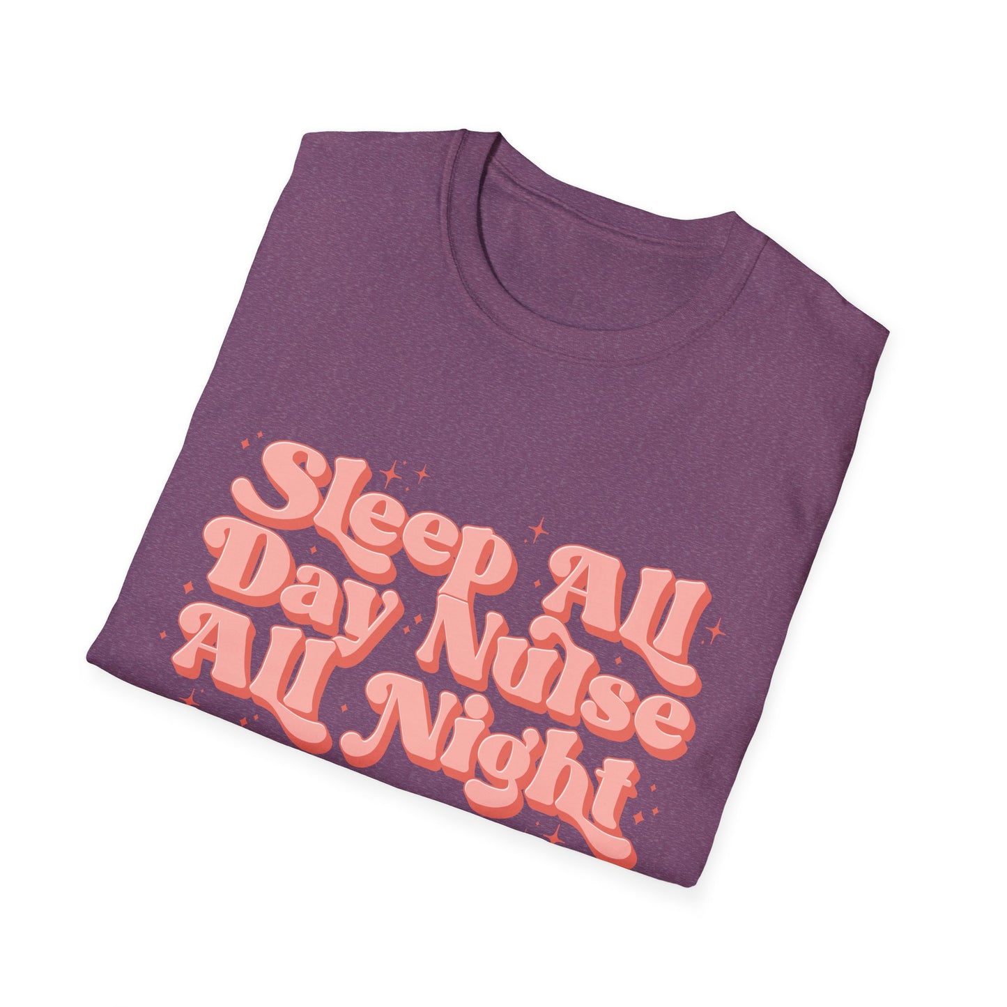 Sleep All Day Nurse All Night T-Shirt — Cute Retro Nurse Tee for Healthcare Workers