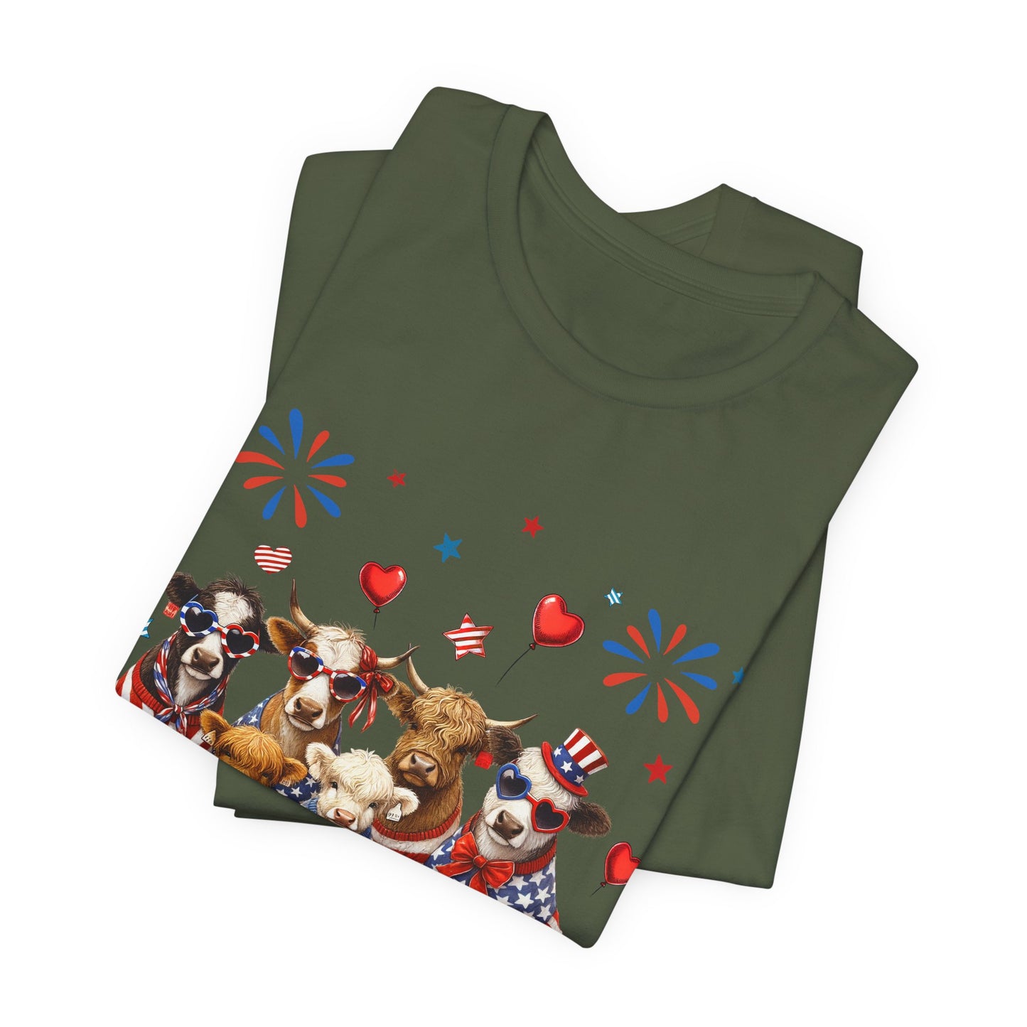 Patriotic CowsT-Shirt — Cute Cows in USA Outfit 4th of July Tee
