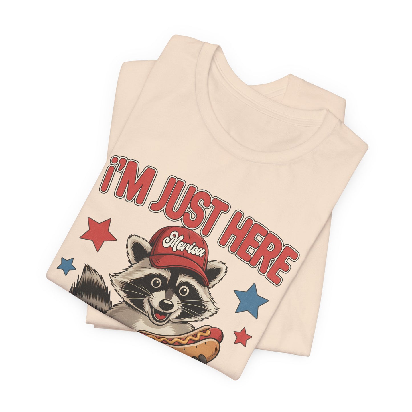 Patriotic Raccoon Hot Dog Tee — “I'm Just Here For The Winans” Graphic T-Shirt
