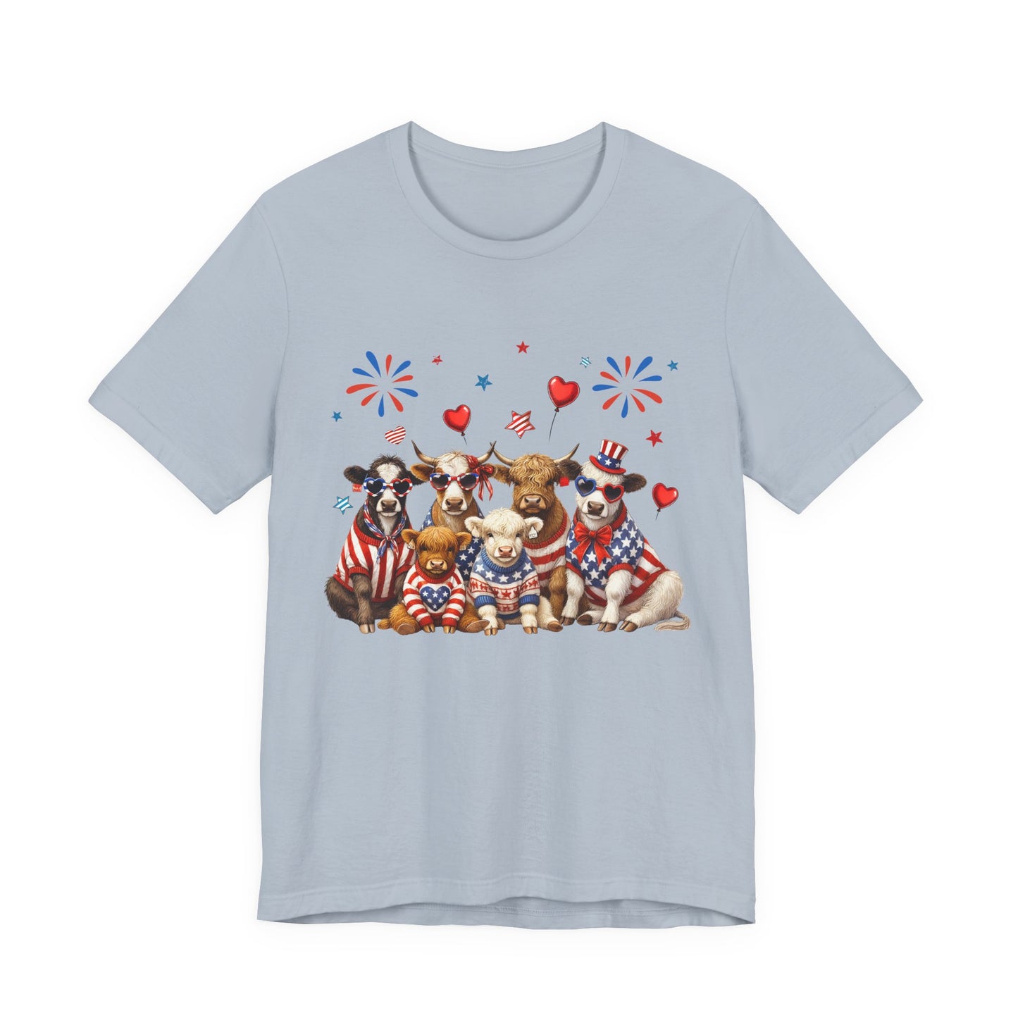 Patriotic CowsT-Shirt — Cute Cows in USA Outfit 4th of July Tee