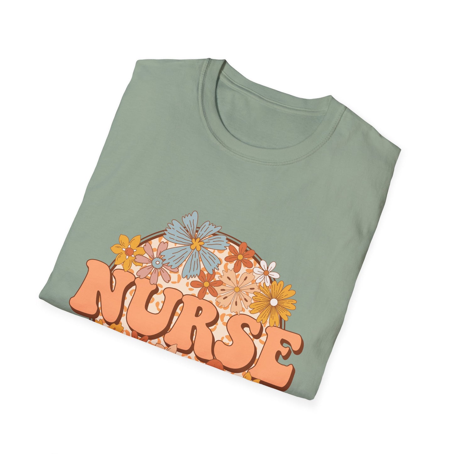 Nurse Floral Retro Tee — "NURSE" Vintage Flower Graphic T-Shirt
